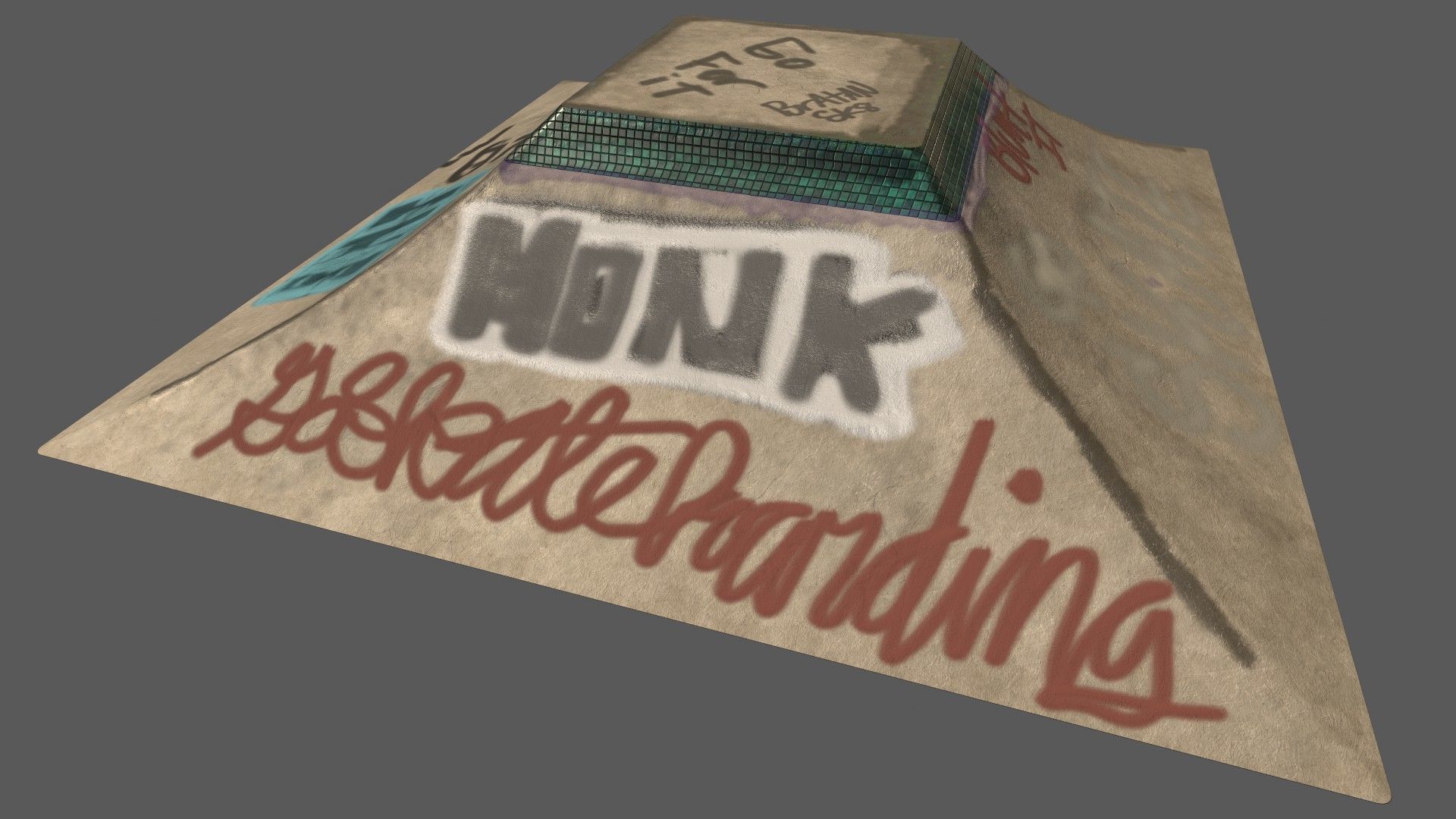 skatepark ramp tagged and cleaned Low-poly 3D model_7