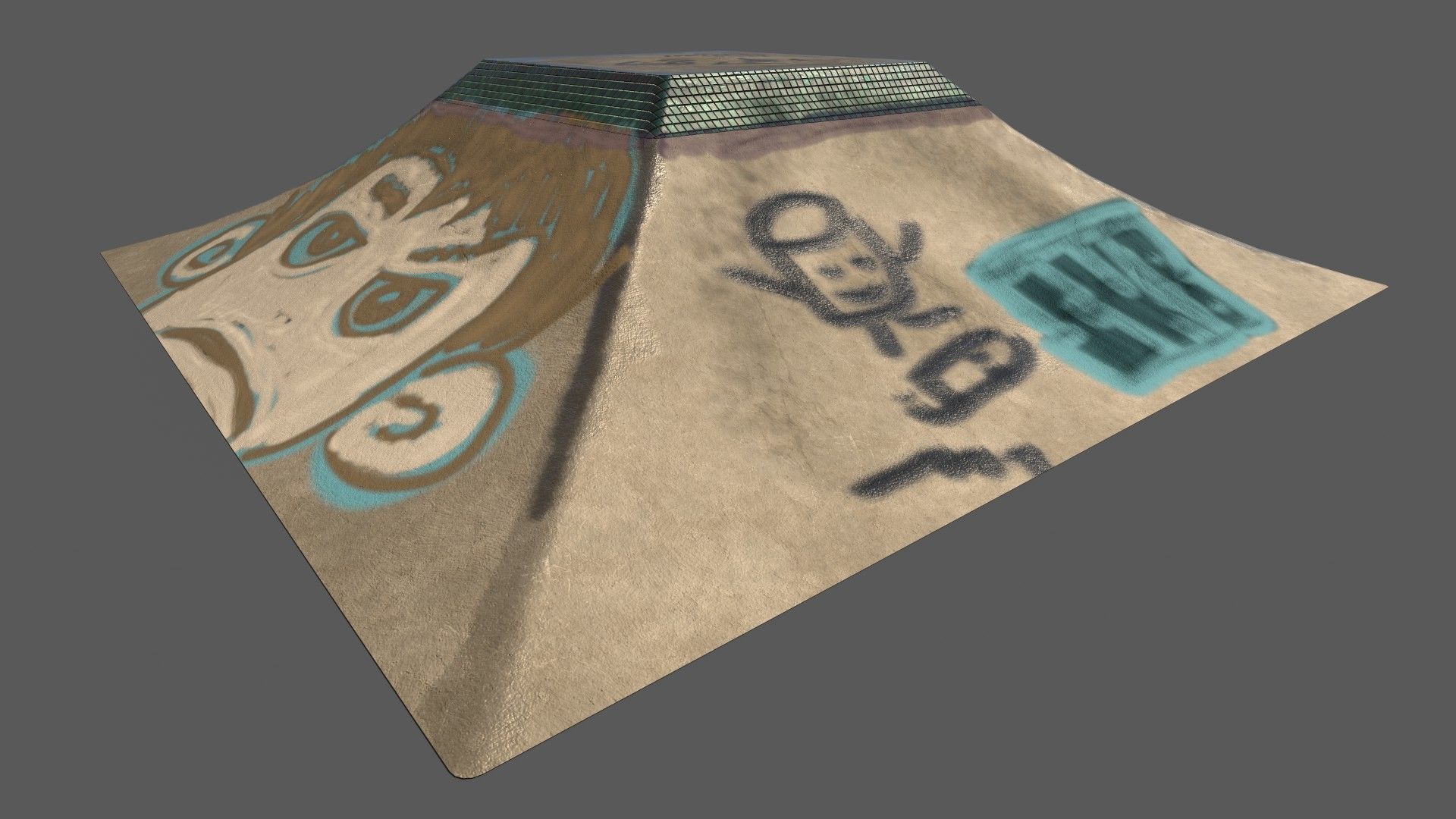 skatepark ramp tagged and cleaned Low-poly 3D model_2
