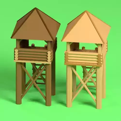 Low Poly Wood Tower 3 Low-poly 3D model