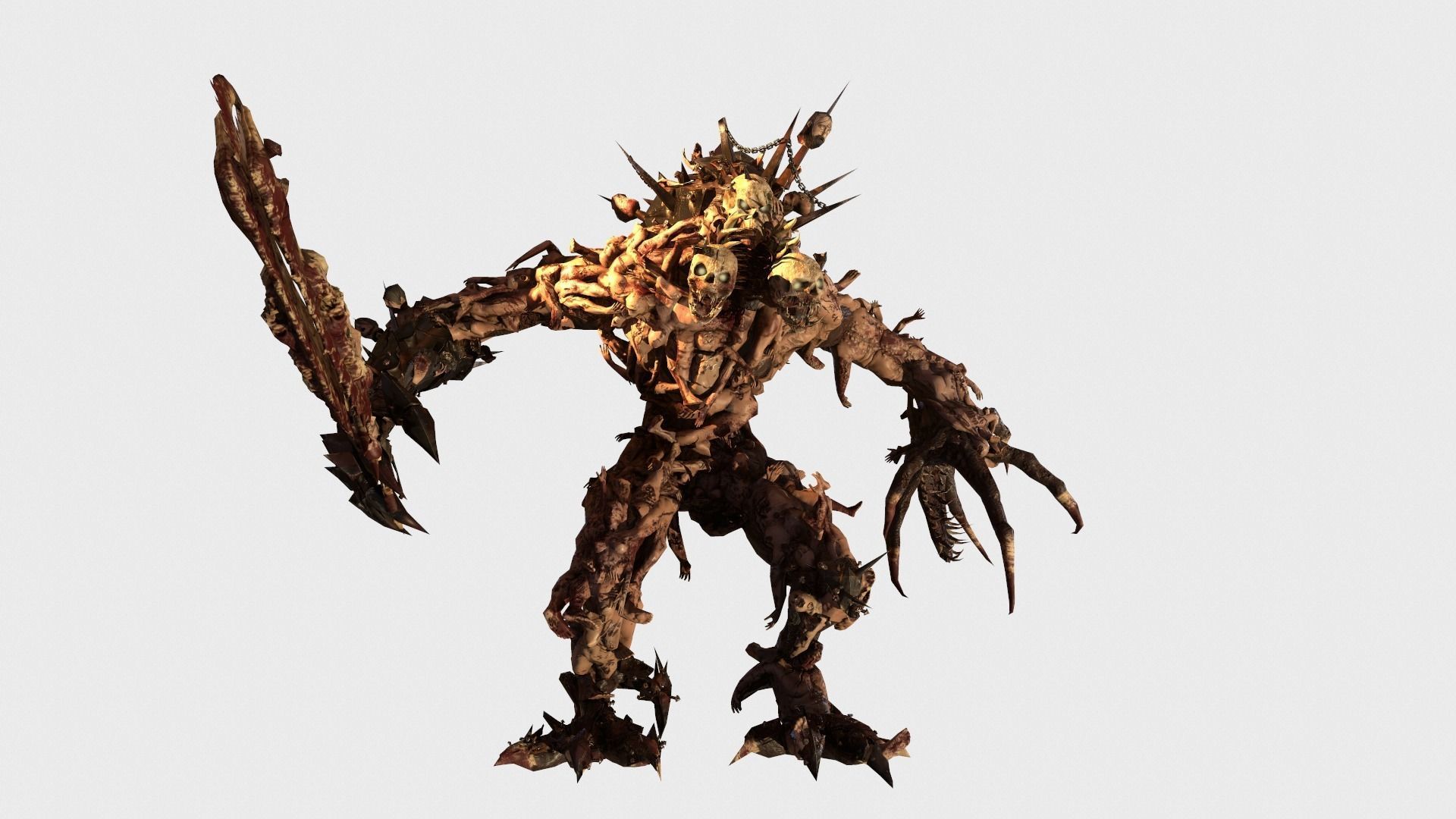 executioner demon holding sword Low-poly 3D model_21