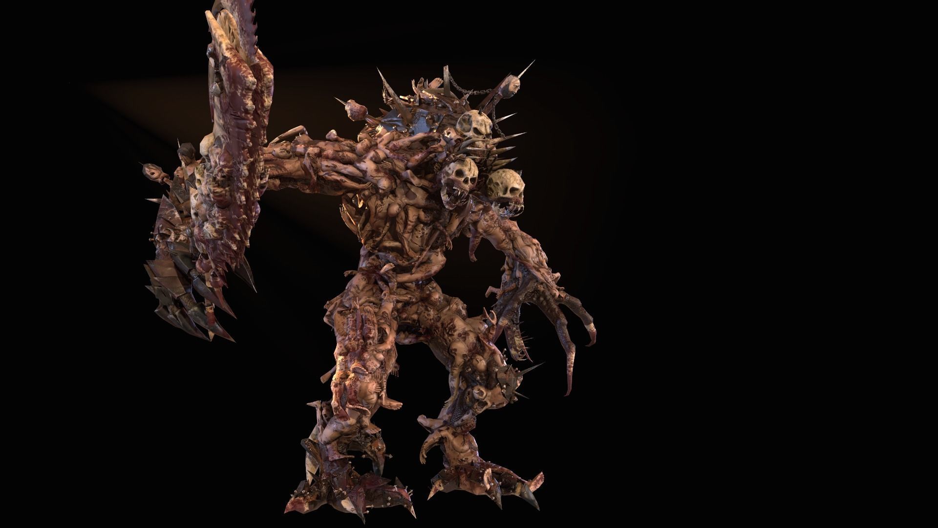 executioner demon holding sword Low-poly 3D model_13