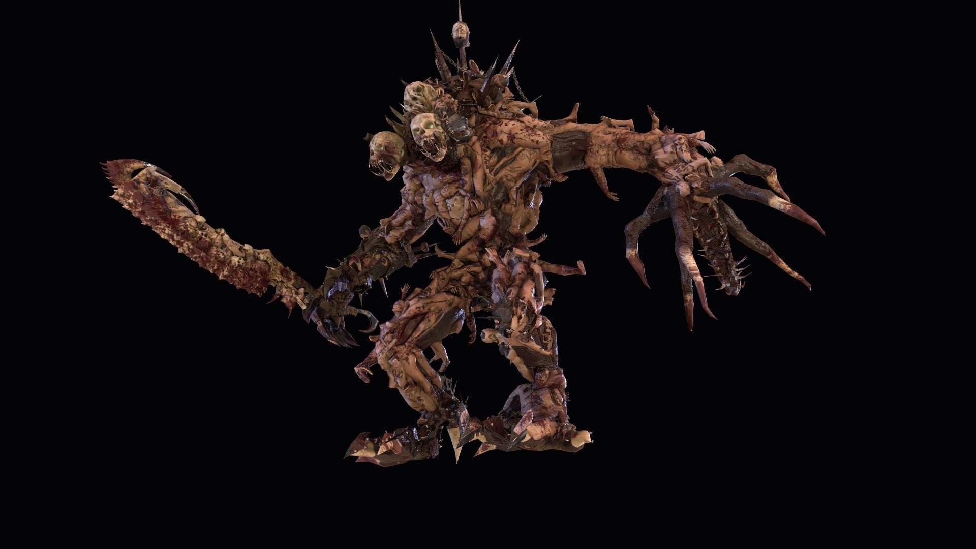 executioner demon holding sword Low-poly 3D model_4