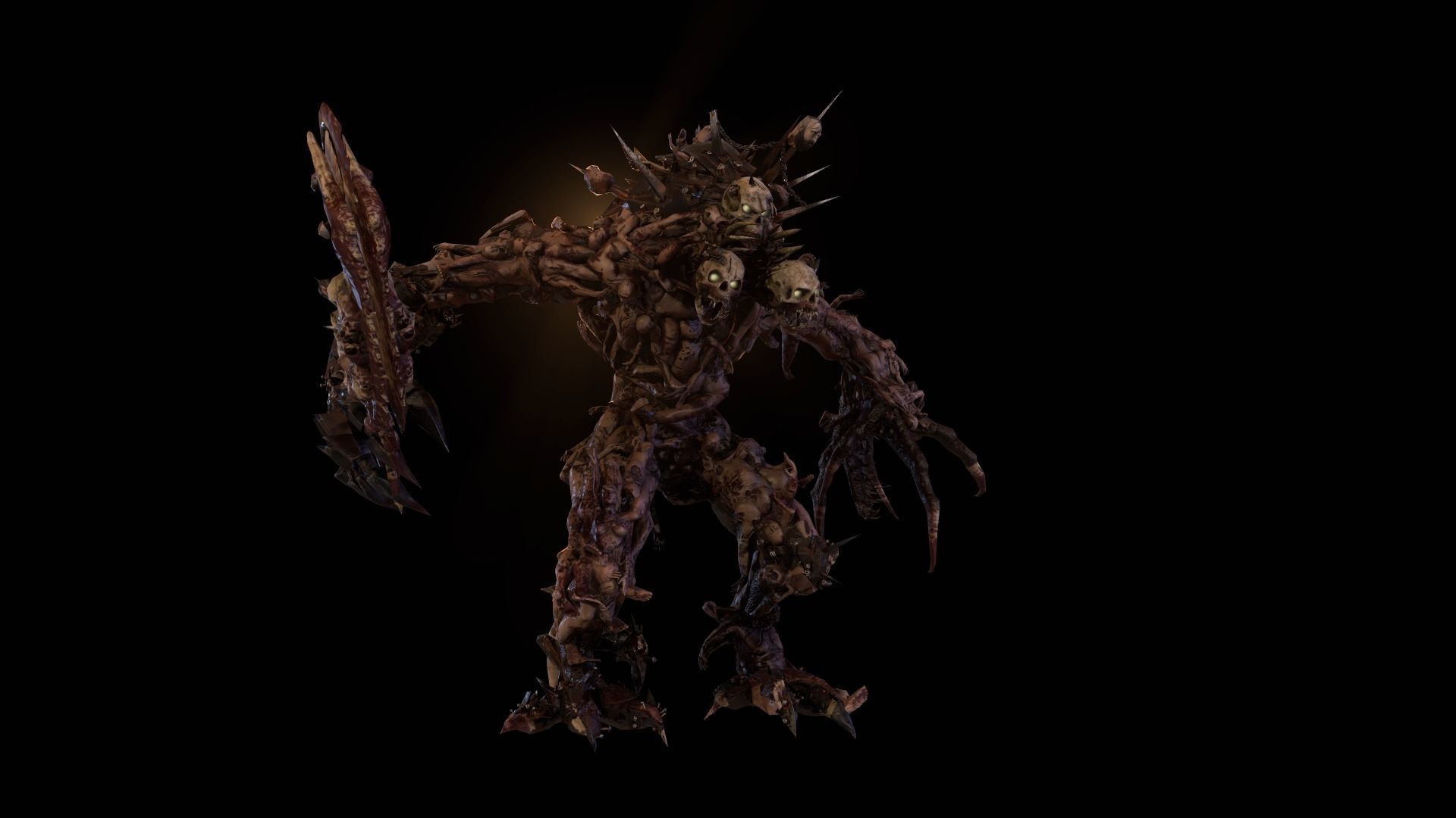 executioner demon holding sword Low-poly 3D model_7