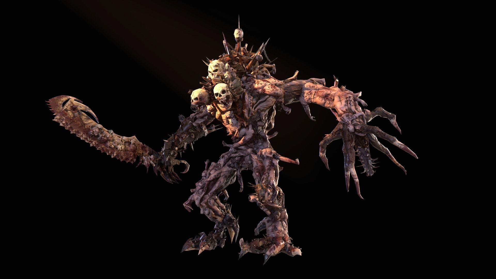 executioner demon holding sword Low-poly 3D model_3