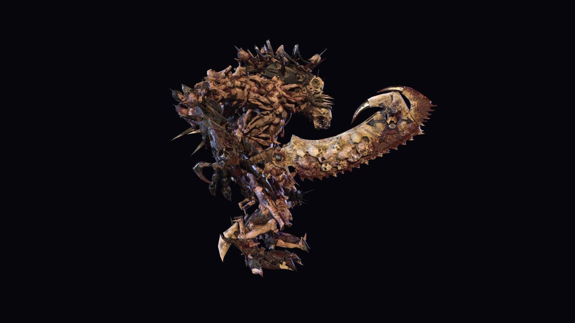 executioner demon holding sword Low-poly 3D model_11