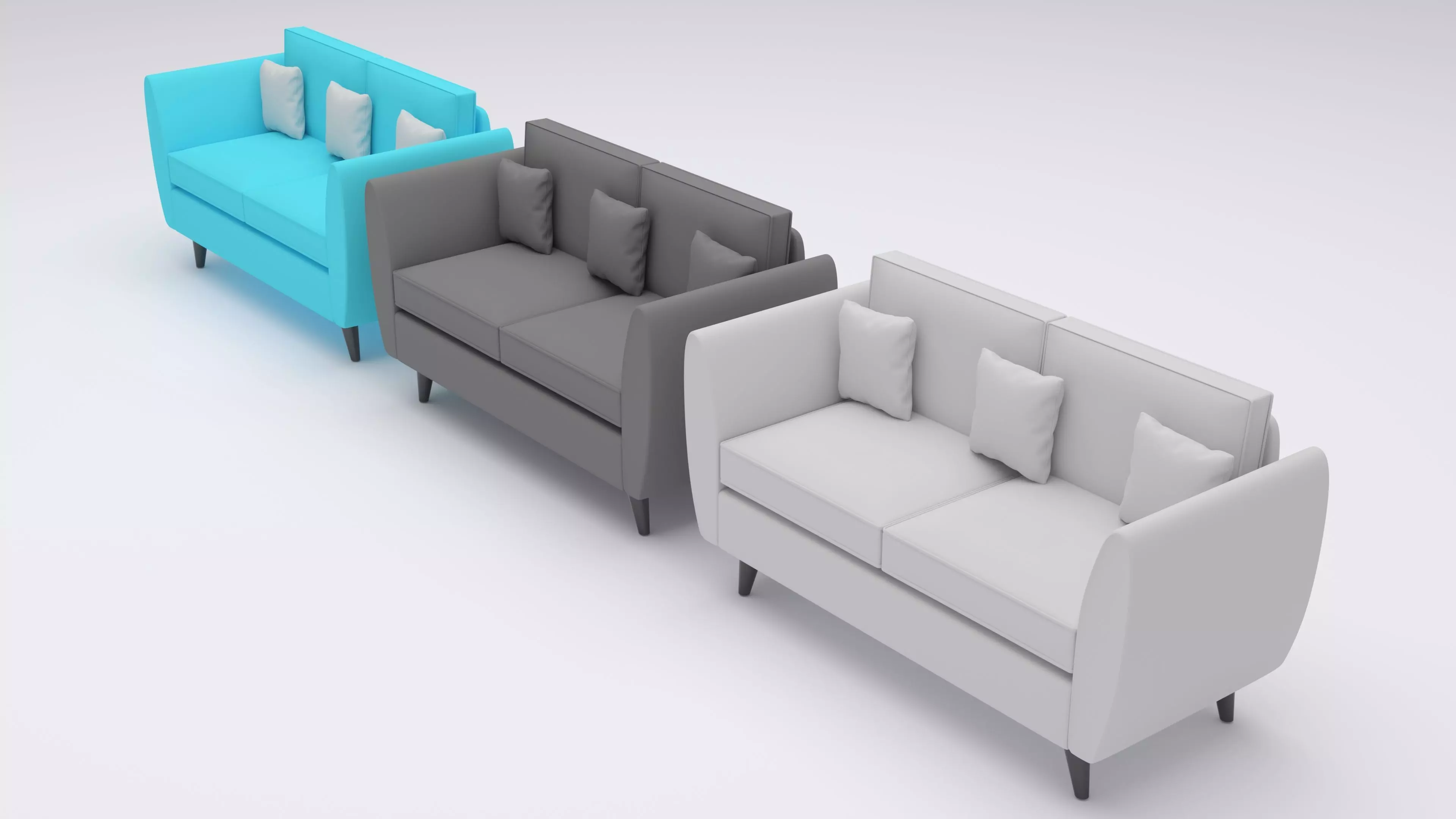Two seater sofa with cushions 3D model_0