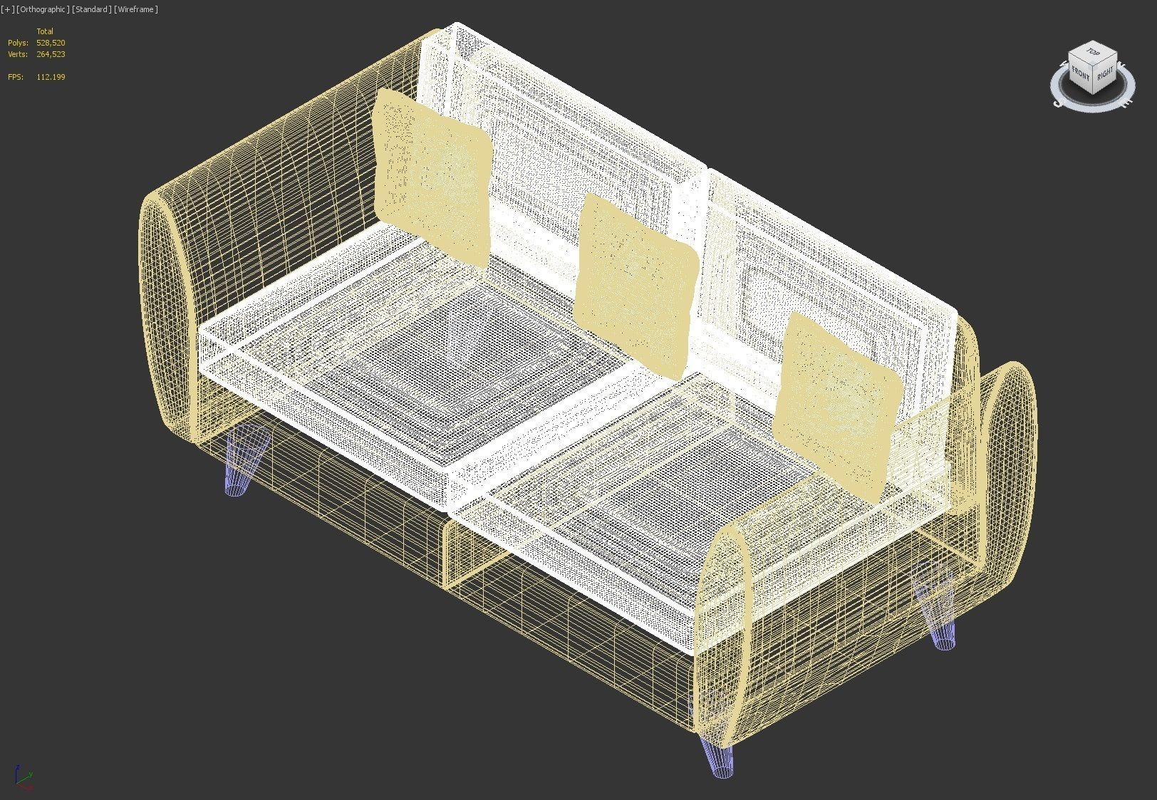 Two seater sofa with cushions 3D model_5