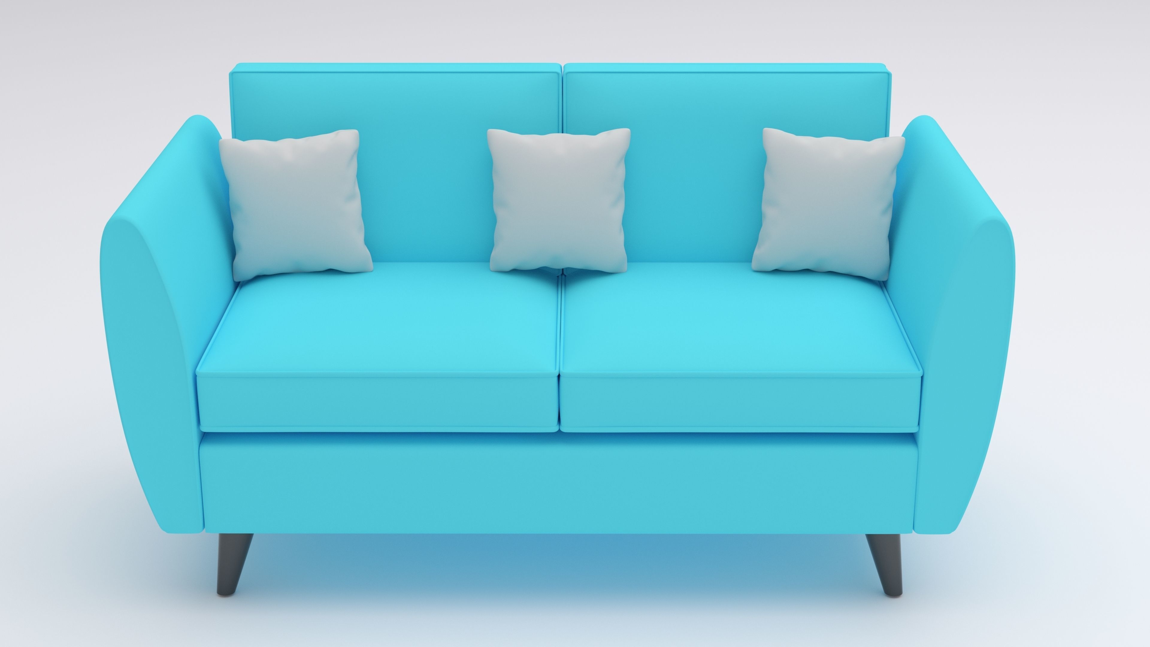 Two seater sofa with cushions 3D model_3