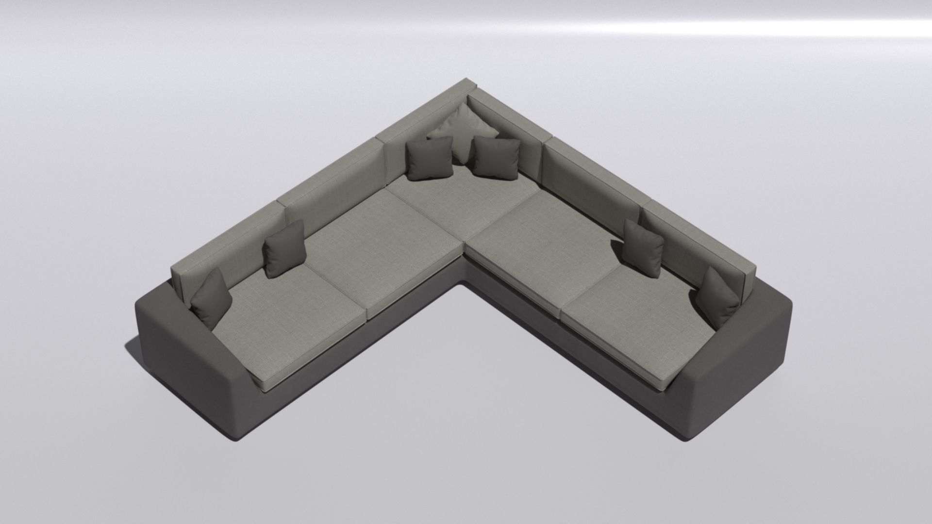 Corner sofa five seater in soft fabric with cushions 3D model_1