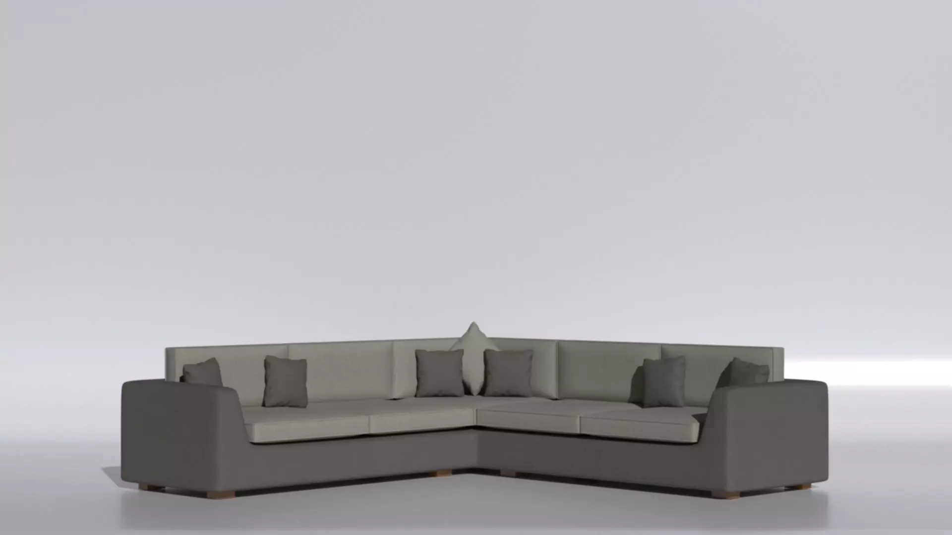 Corner sofa five seater in soft fabric with cushions 3D model_0