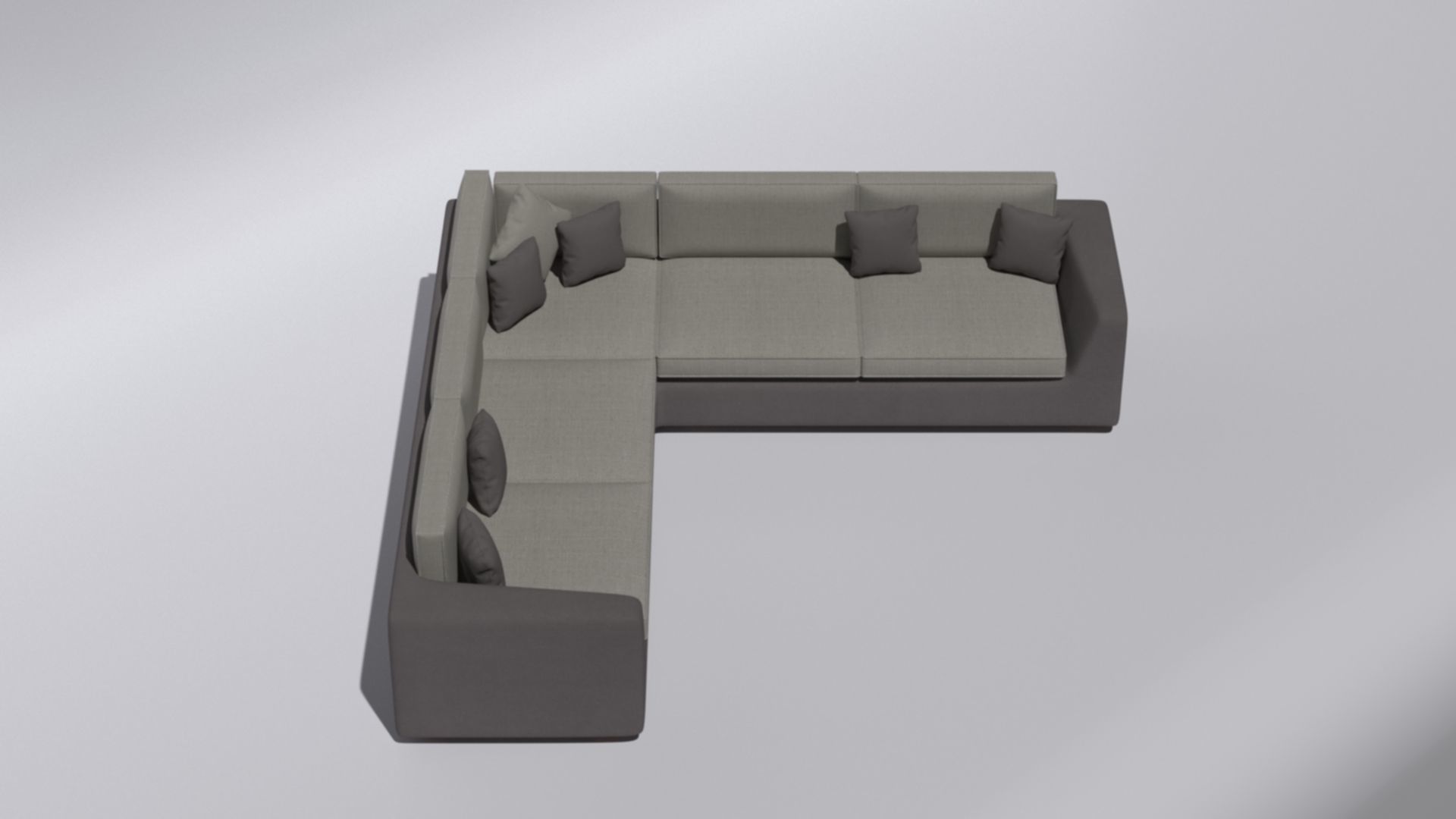 Corner sofa five seater in soft fabric with cushions 3D model_2