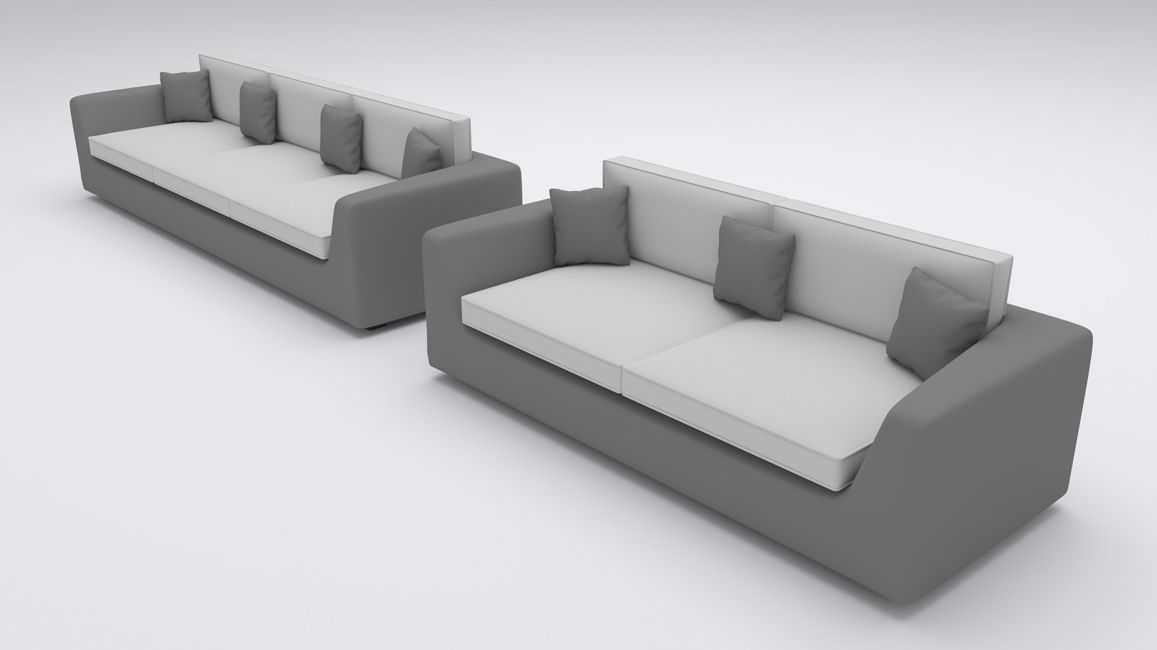 Sofa two and three seater in fabric with cushions 3D model_1