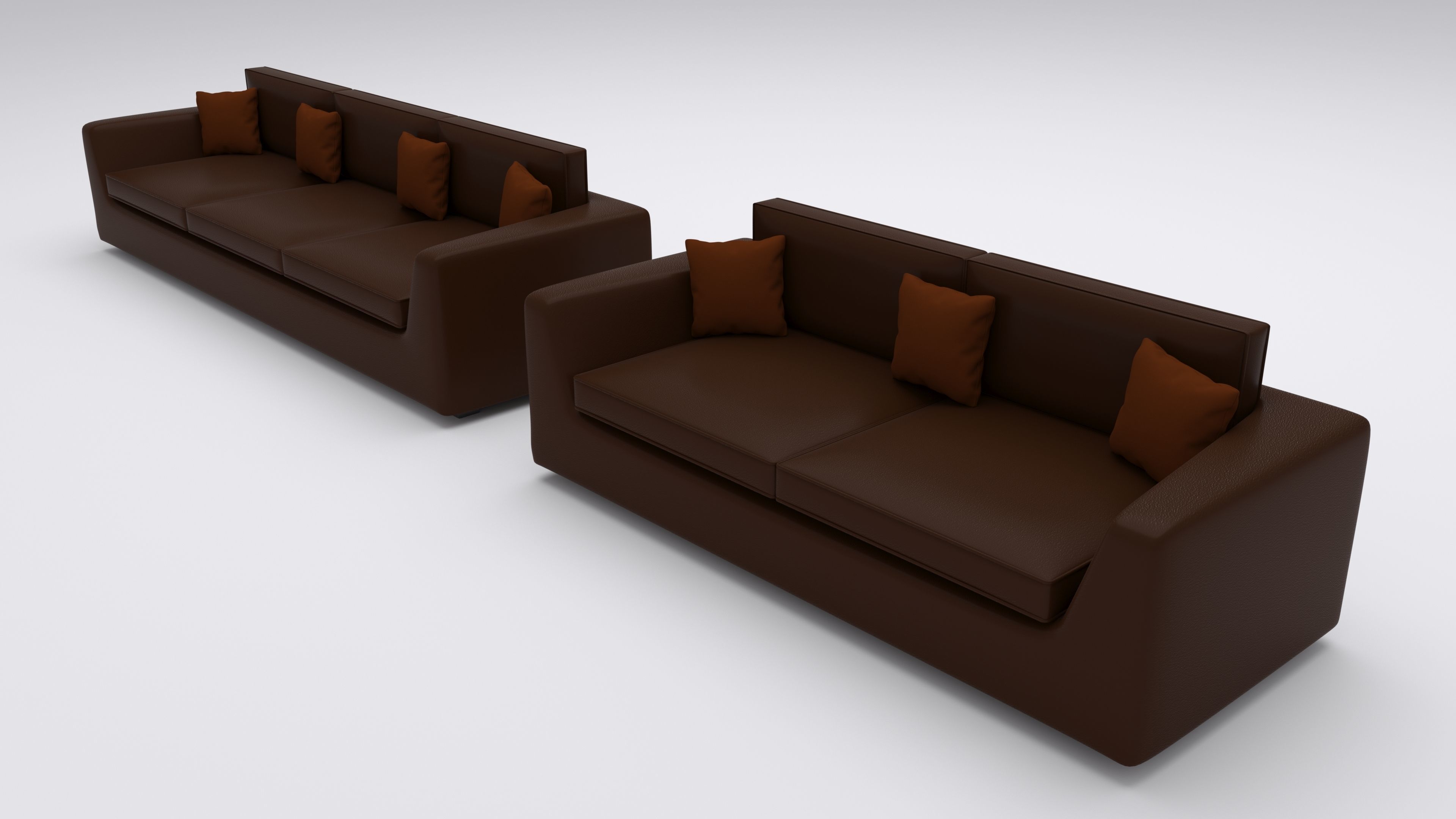 Sofa two and three seater in fabric with cushions 3D model_3