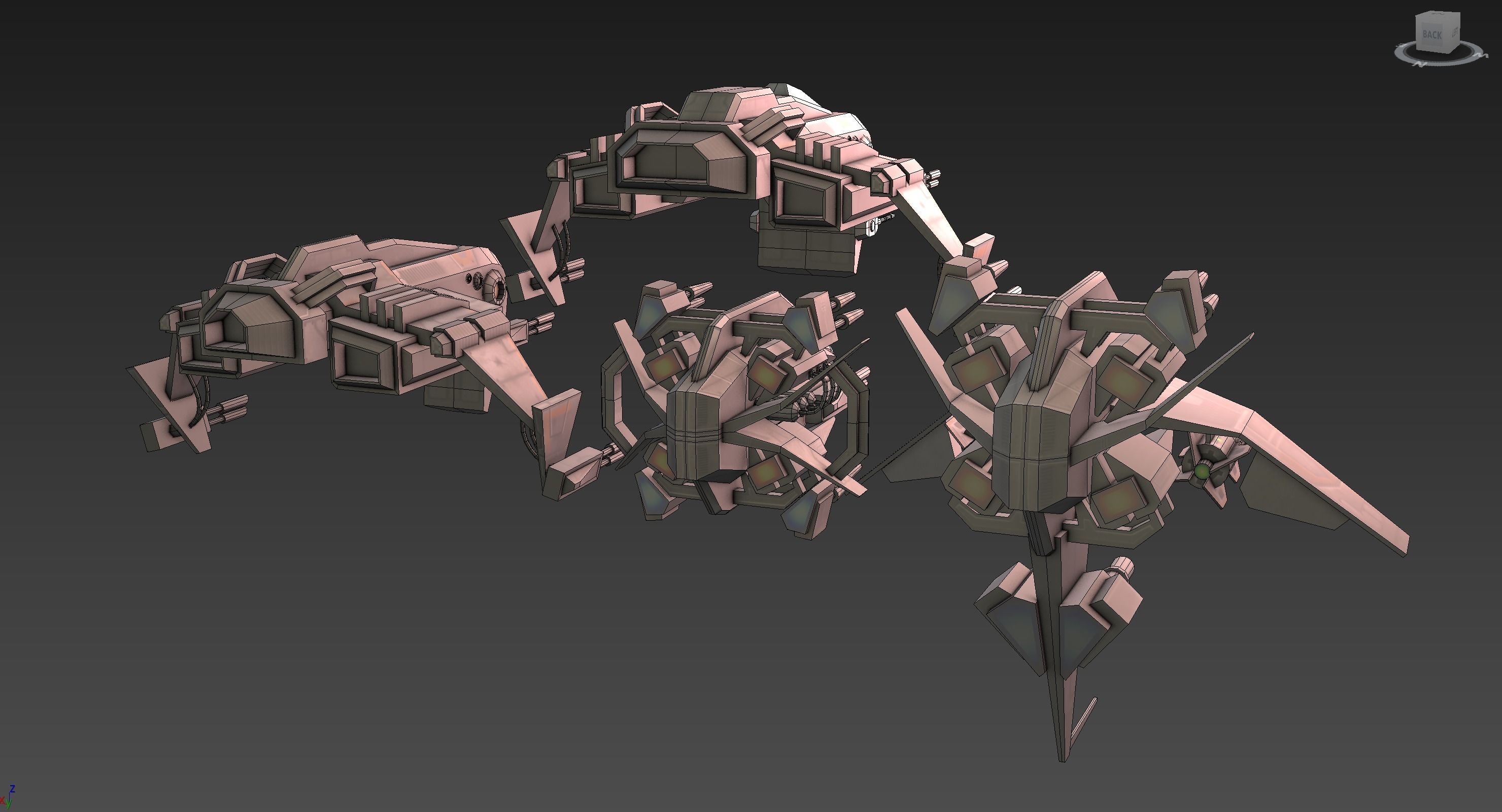 Low poly star fighter pack Low-poly 3D model_11