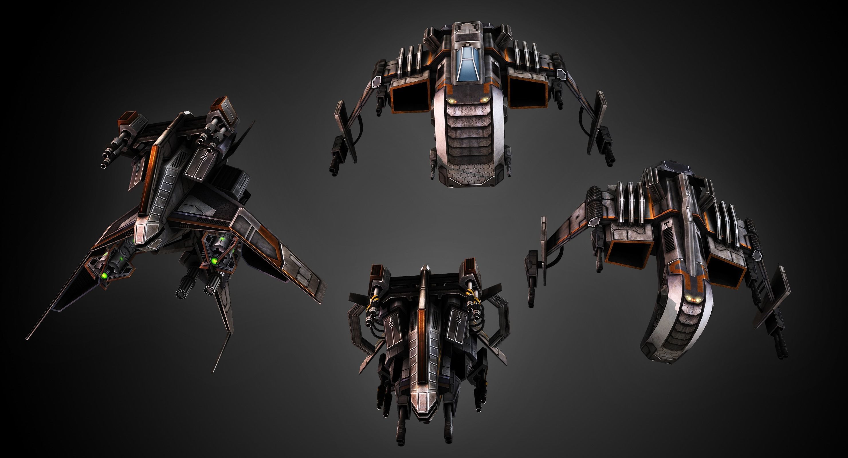 Low poly star fighter pack Low-poly 3D model_1