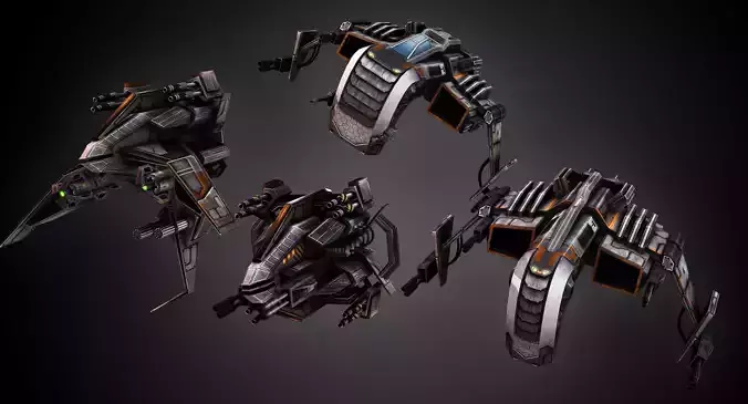 Low poly star fighter pack Low-poly 3D model