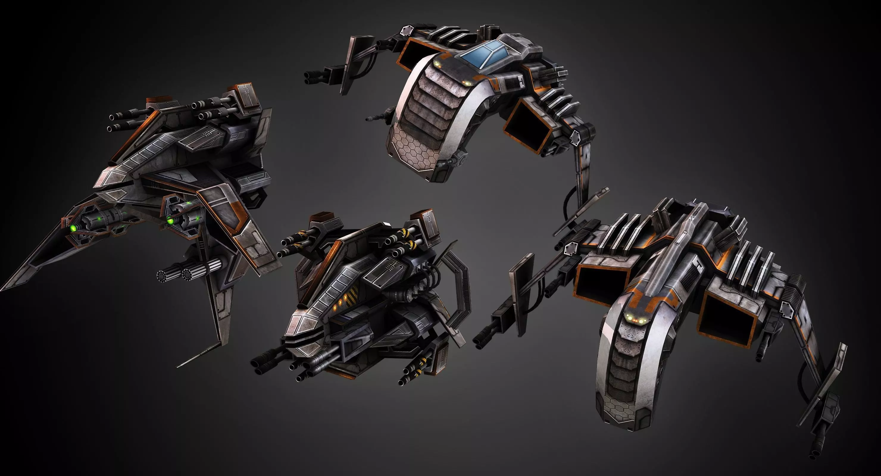 Low poly star fighter pack Low-poly 3D model_0