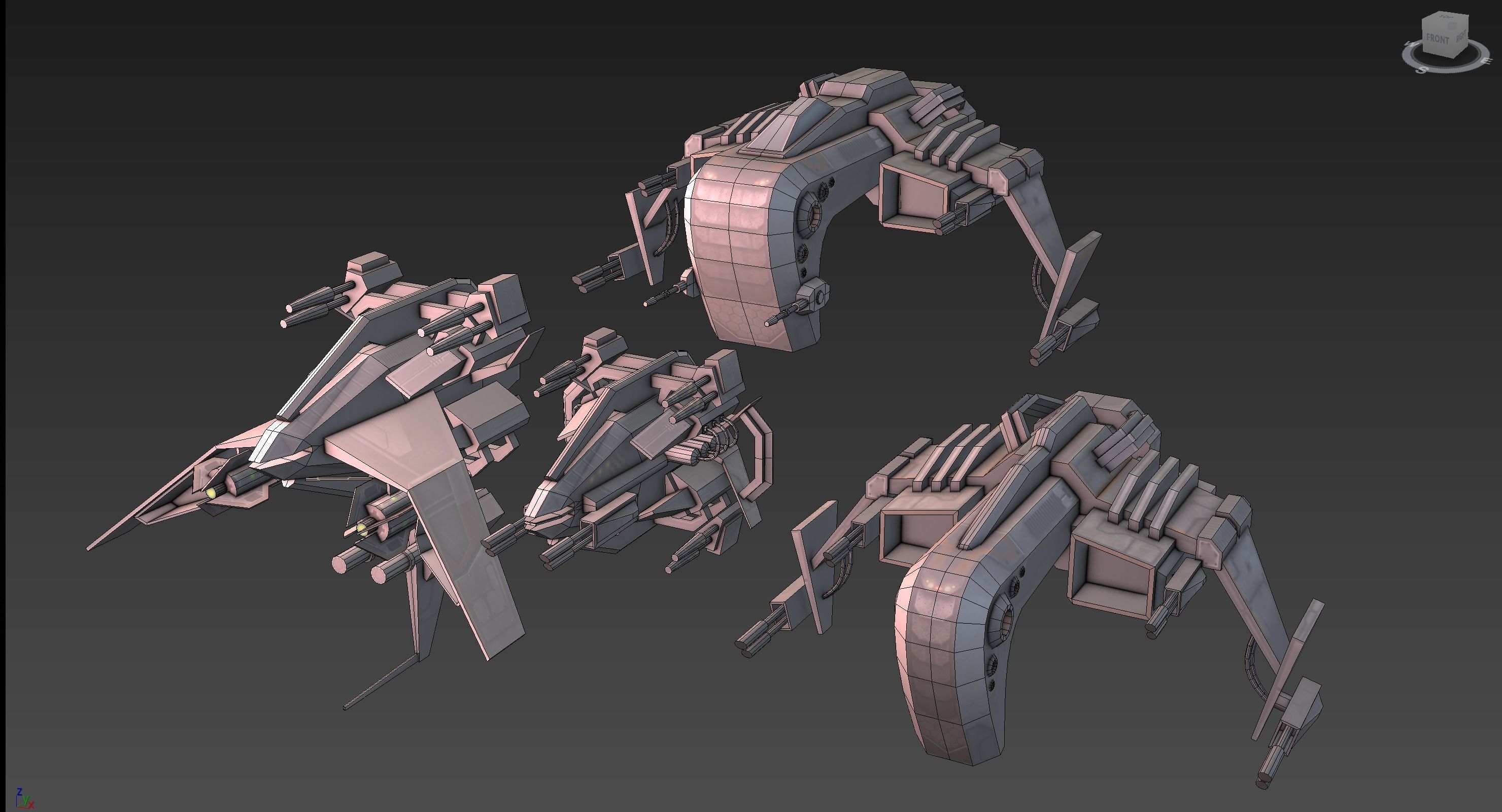 Low poly star fighter pack Low-poly 3D model_12