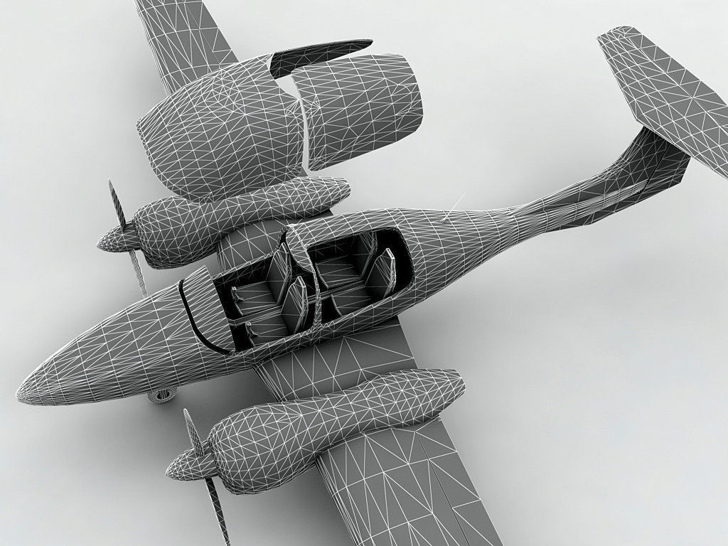 Diamond DA-42 Aircraft  Low-poly 3D model_5