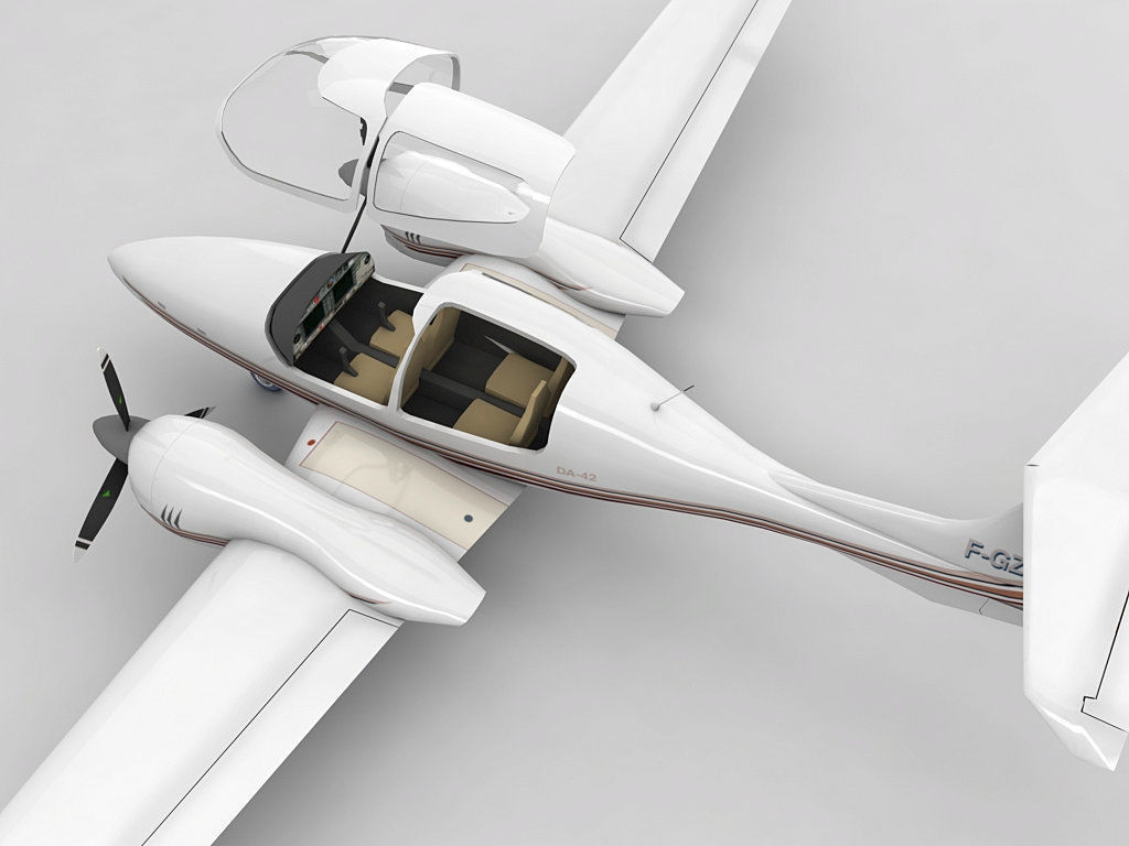 Diamond DA-42 Aircraft  Low-poly 3D model_1