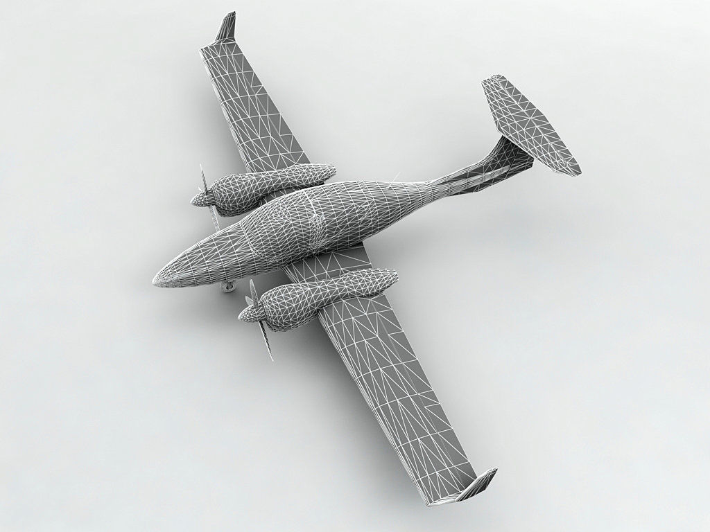 Diamond DA-42 Aircraft  Low-poly 3D model_3
