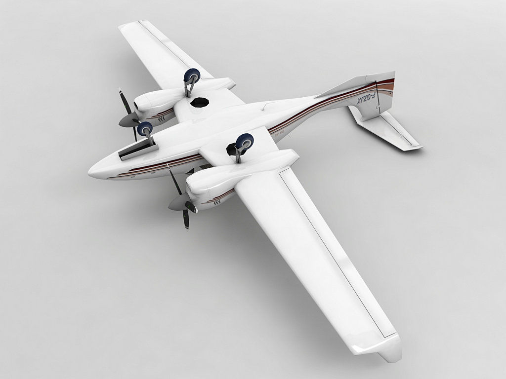 Diamond DA-42 Aircraft  Low-poly 3D model_2