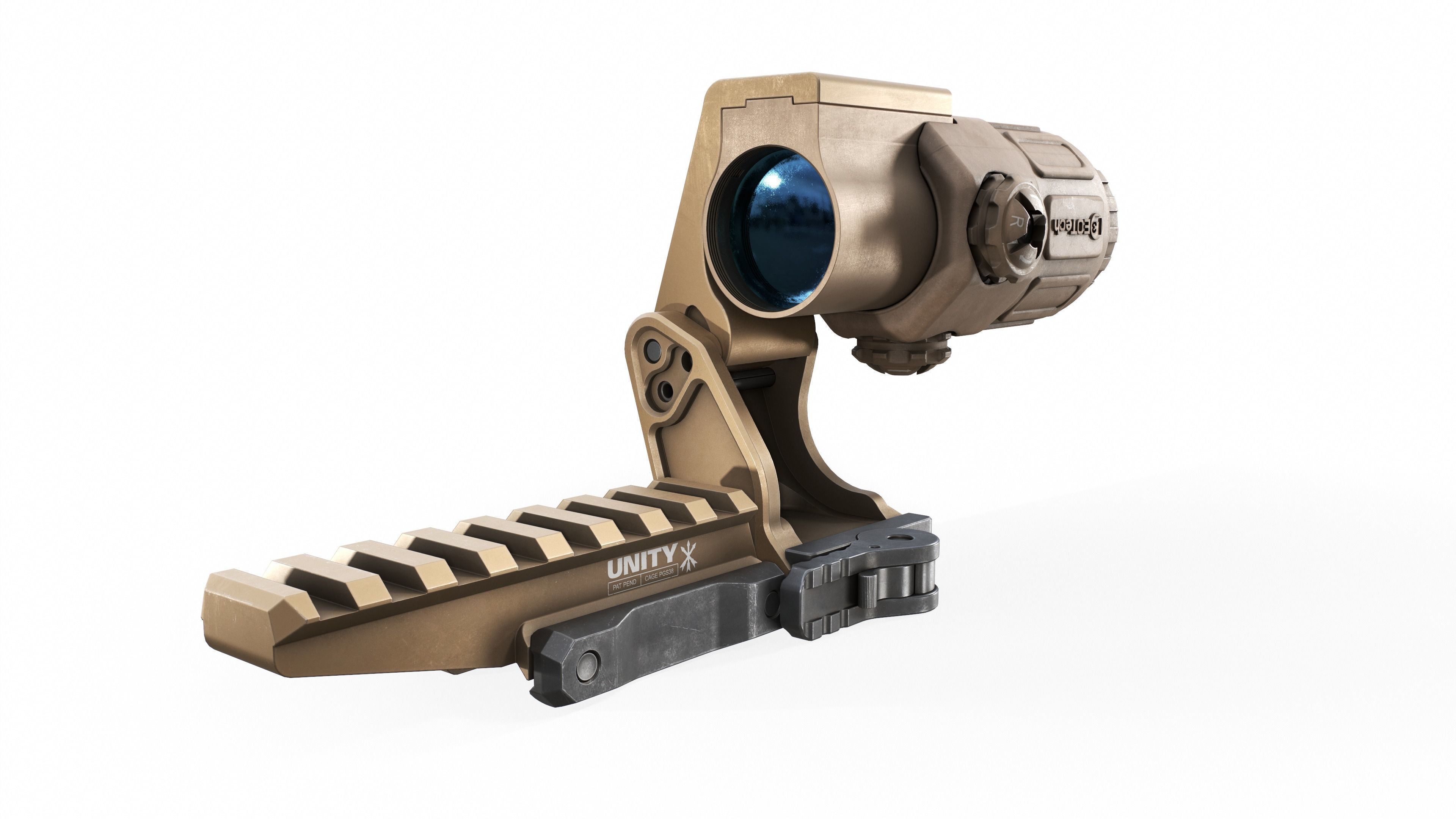 EOTech G33 3x Flip to Side Magnifier Low-poly 3D model_25