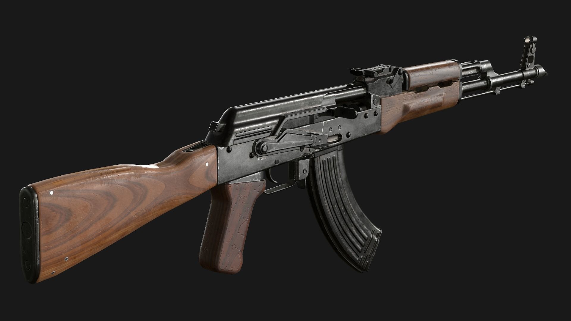 AKM rifle Low-poly 3D model_2