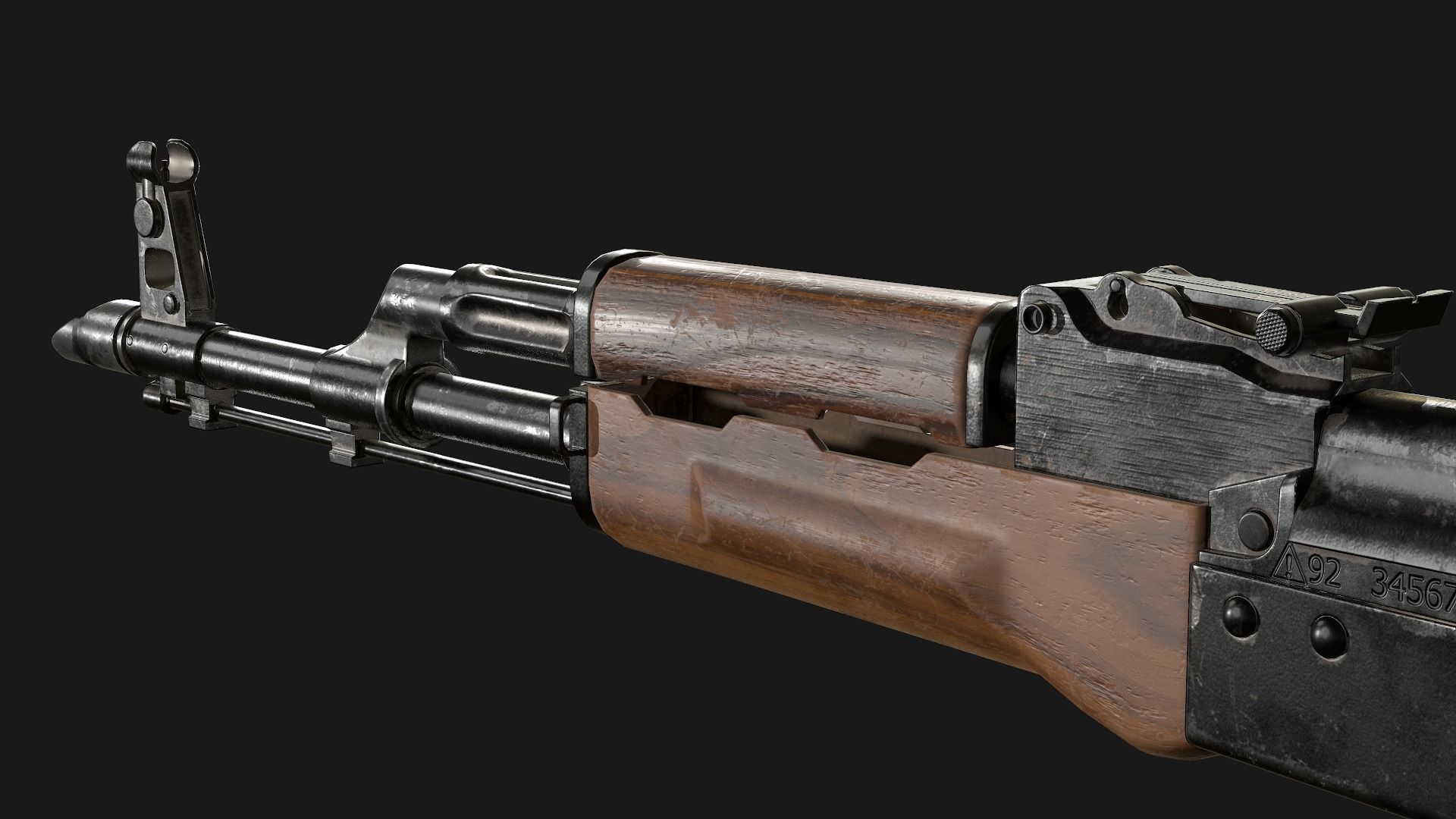 AKM rifle Low-poly 3D model_9