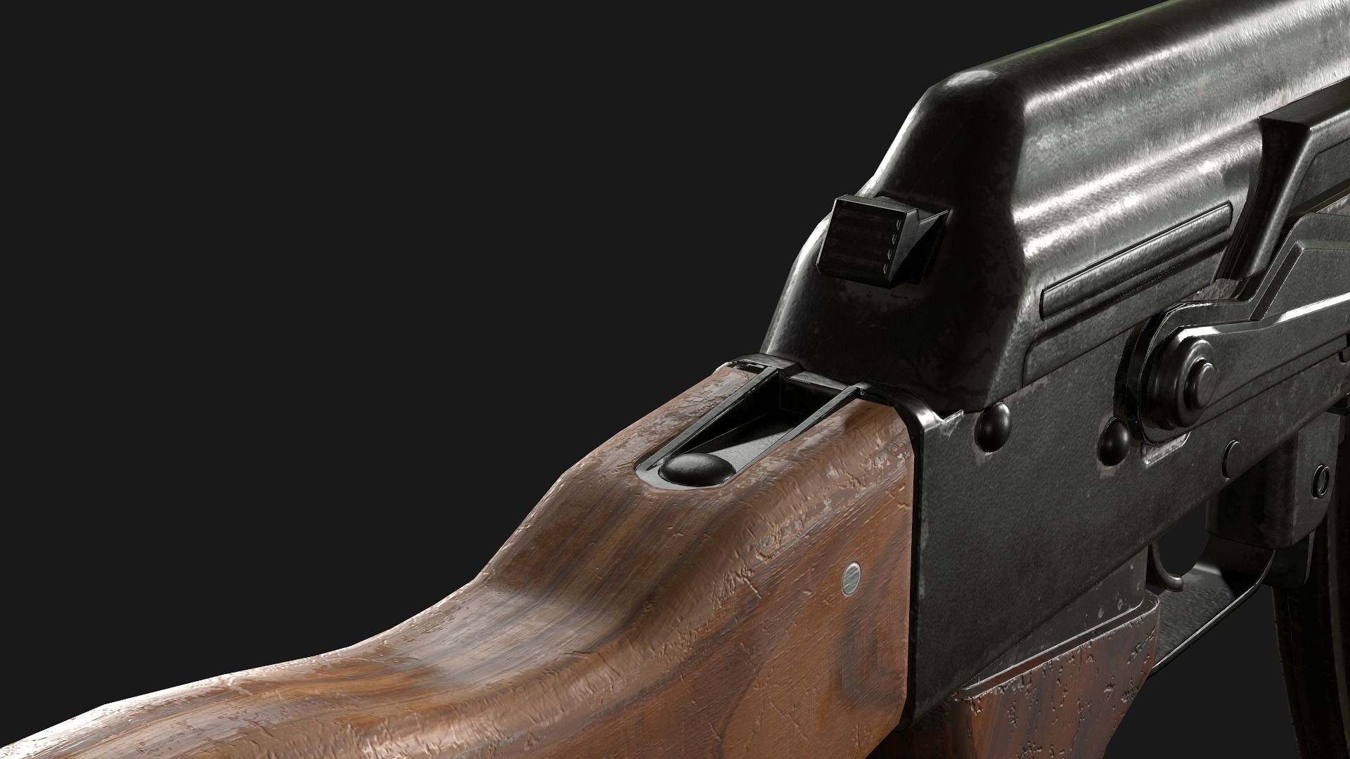 AKM rifle Low-poly 3D model_7