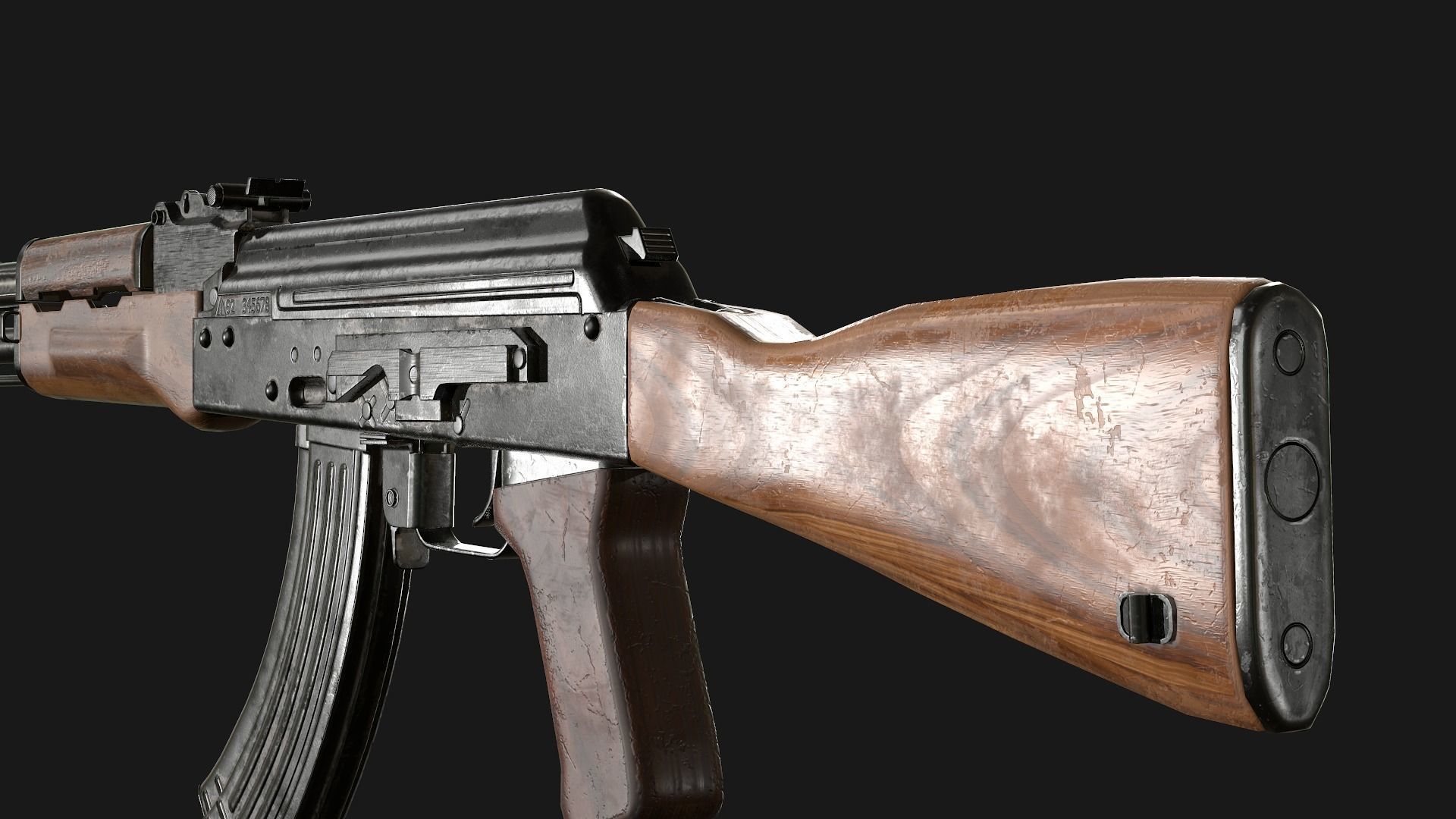 AKM rifle Low-poly 3D model_8