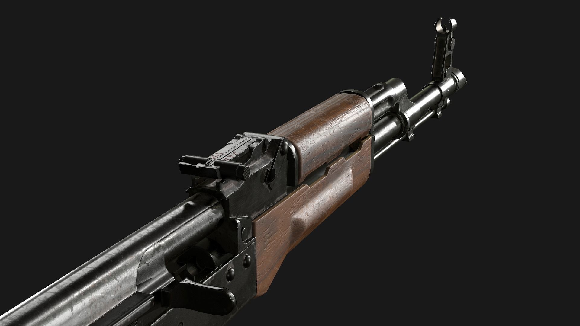 AKM rifle Low-poly 3D model_6