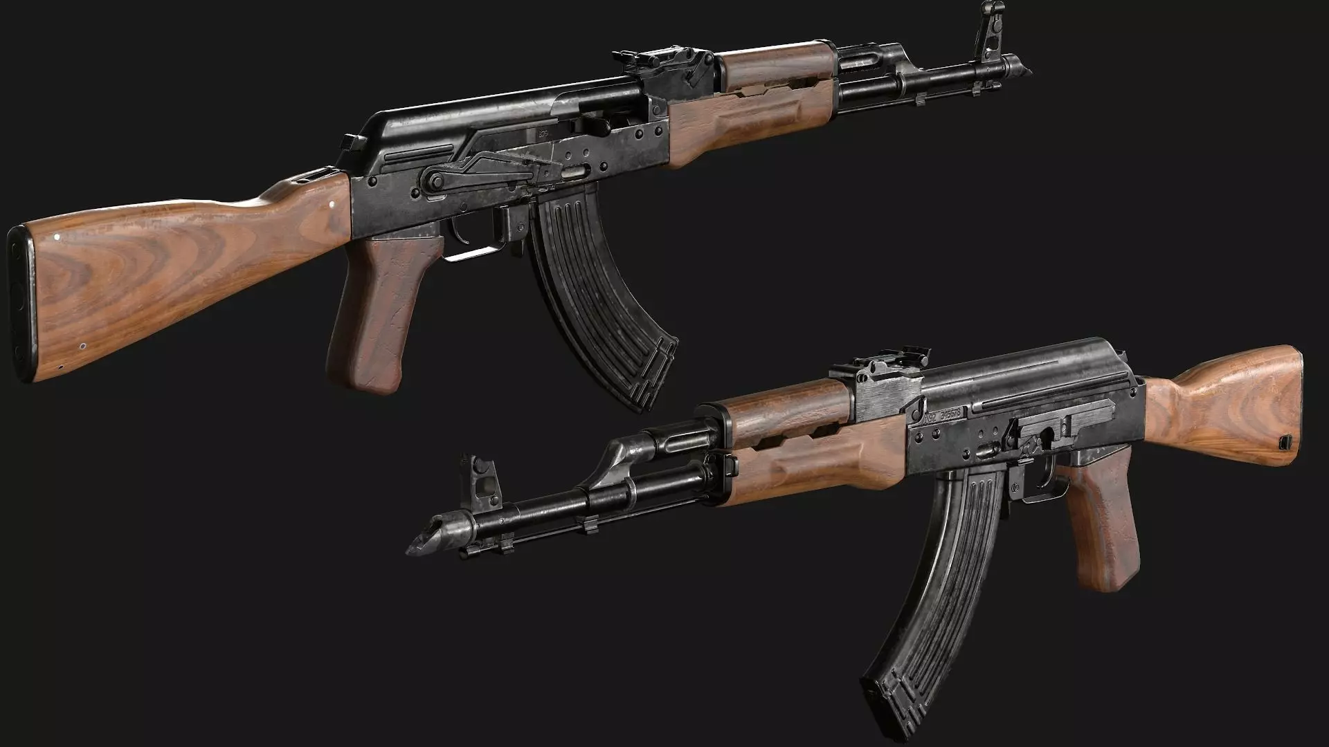 AKM rifle Low-poly 3D model_0