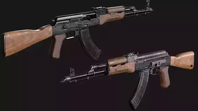 AKM rifle Low-poly 3D model