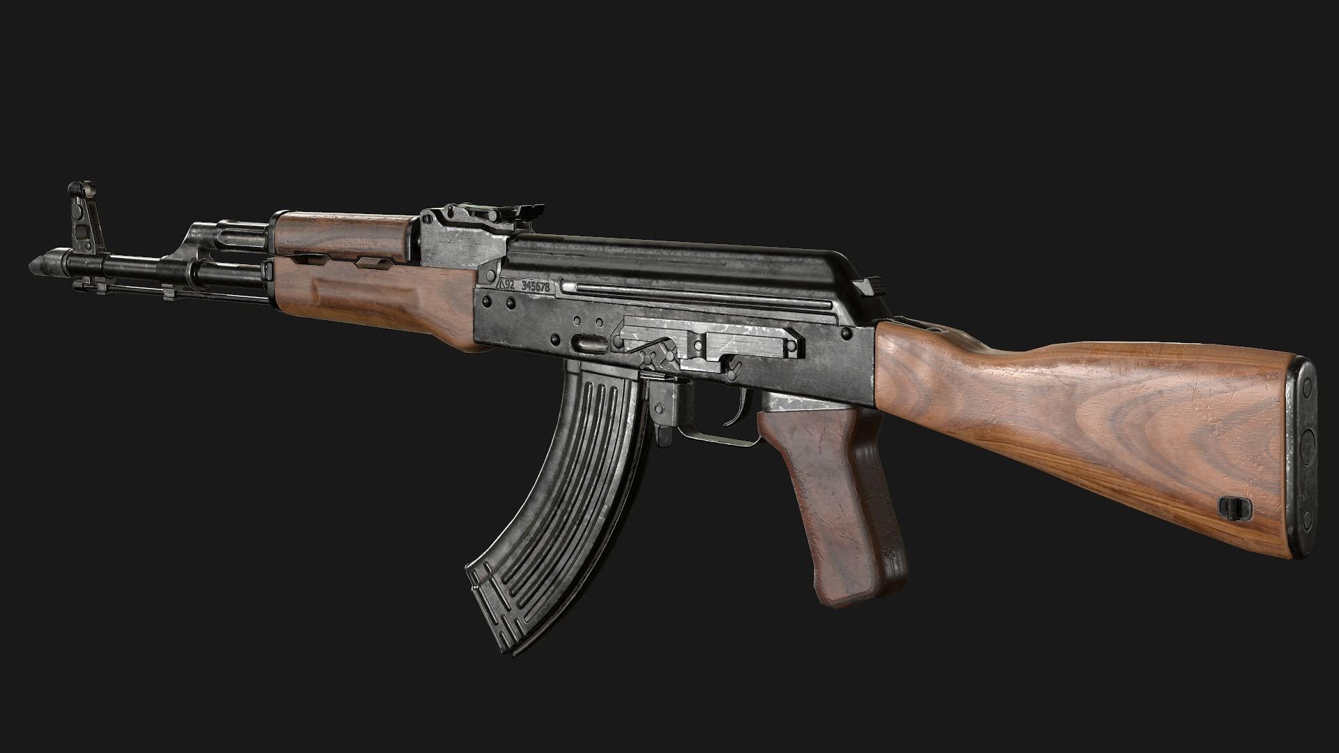 AKM rifle Low-poly 3D model_3