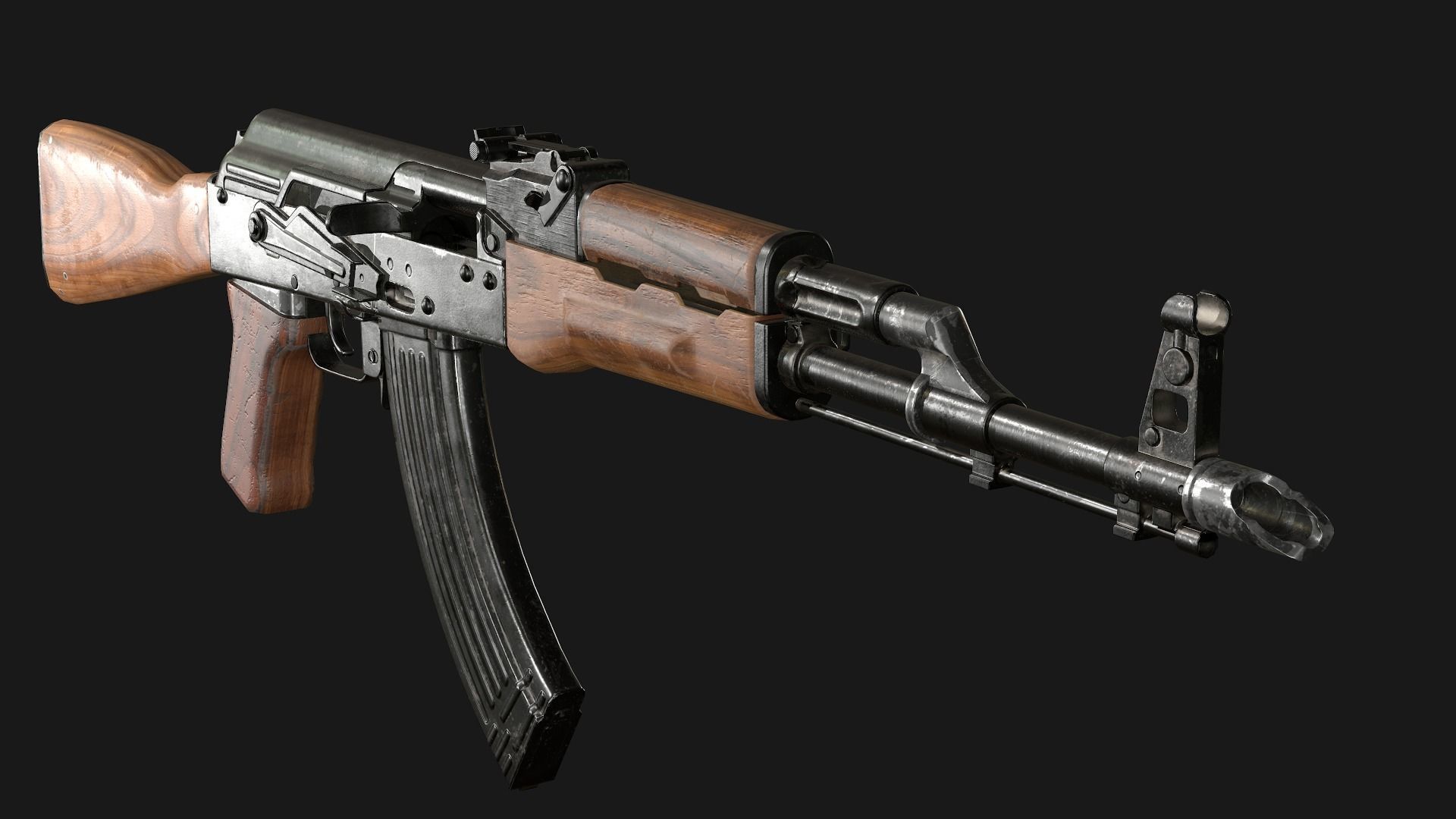 AKM rifle Low-poly 3D model_4