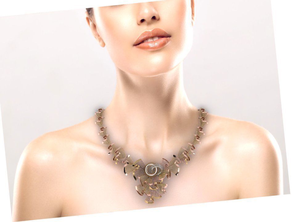 necklace with 2 rings in the middle 3D print model_2