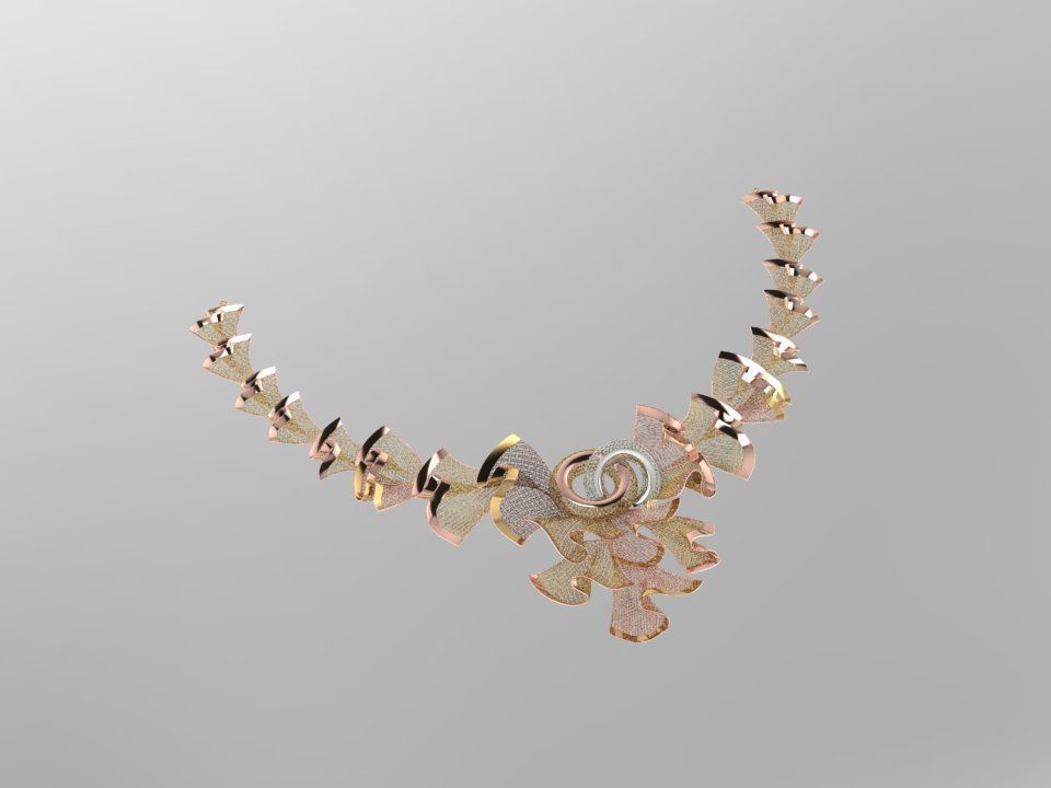 necklace with 2 rings in the middle 3D print model_1