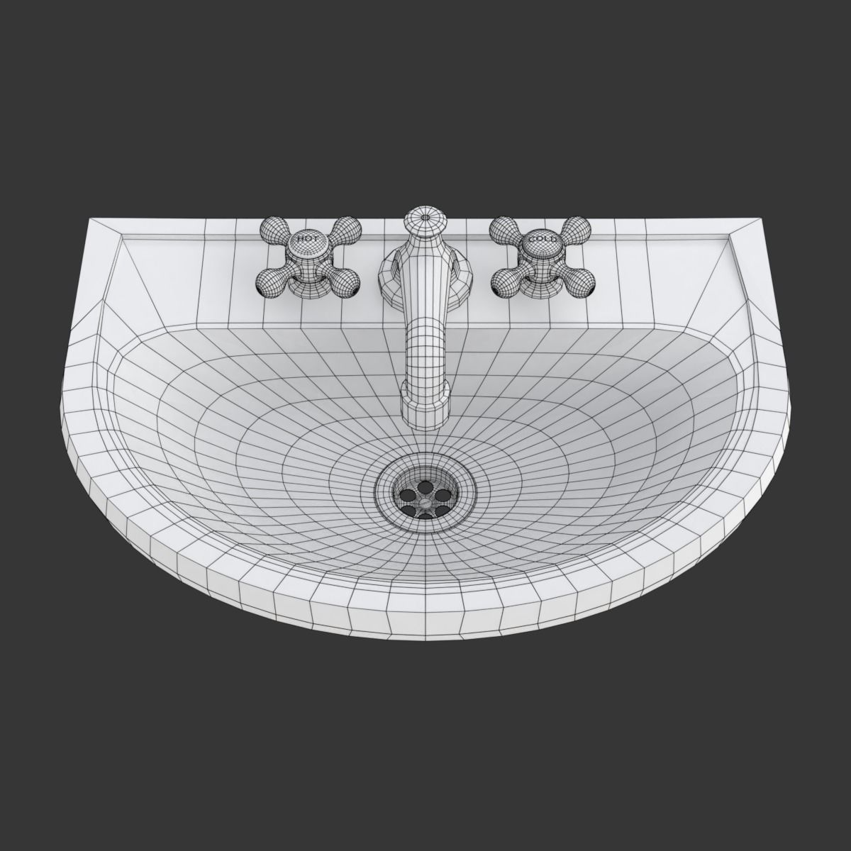 Retro Washing Sink 3D model_12