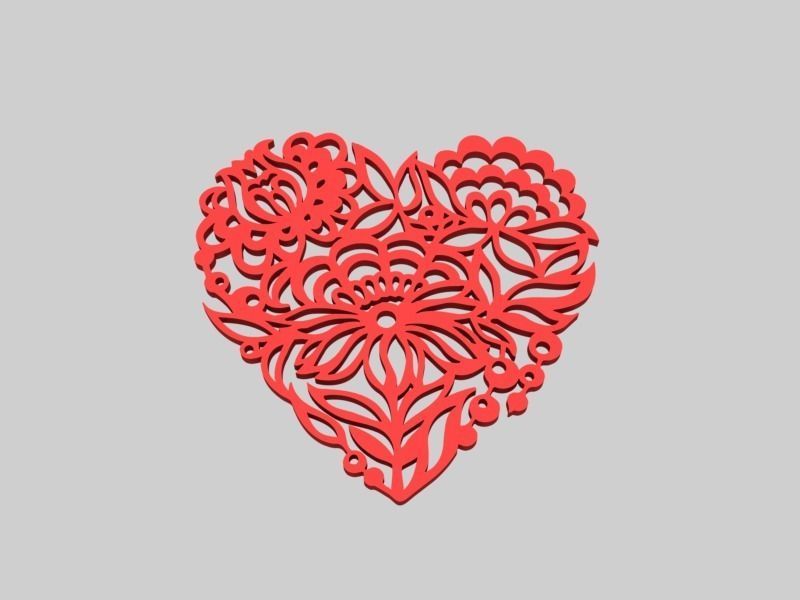 heart model cut out Free 3D print model_1