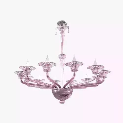 Twelve-Arm Handblown Murano Glass Venetian Chandelier by Venini