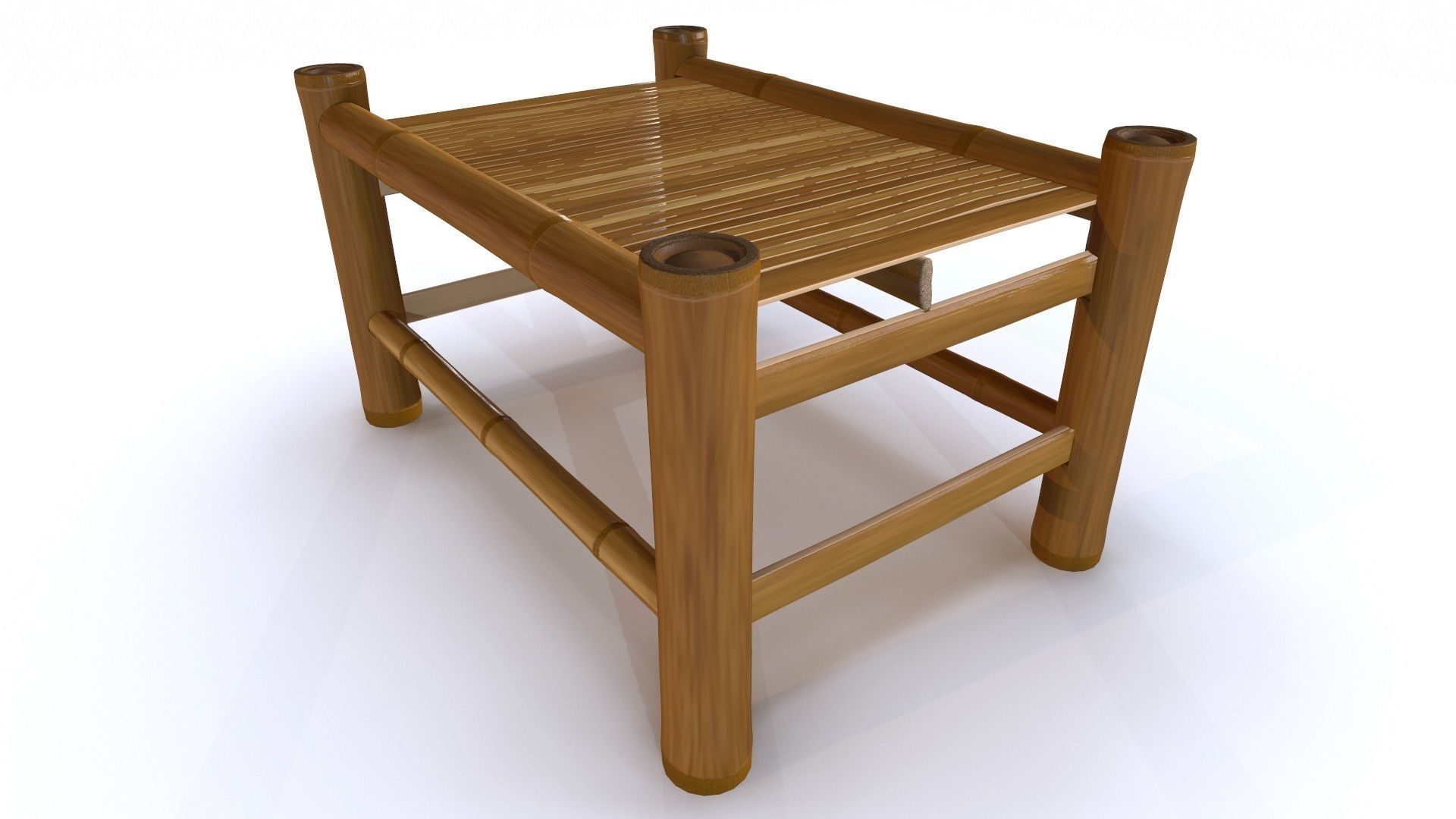 Bamboo Table Low-poly 3D model_4