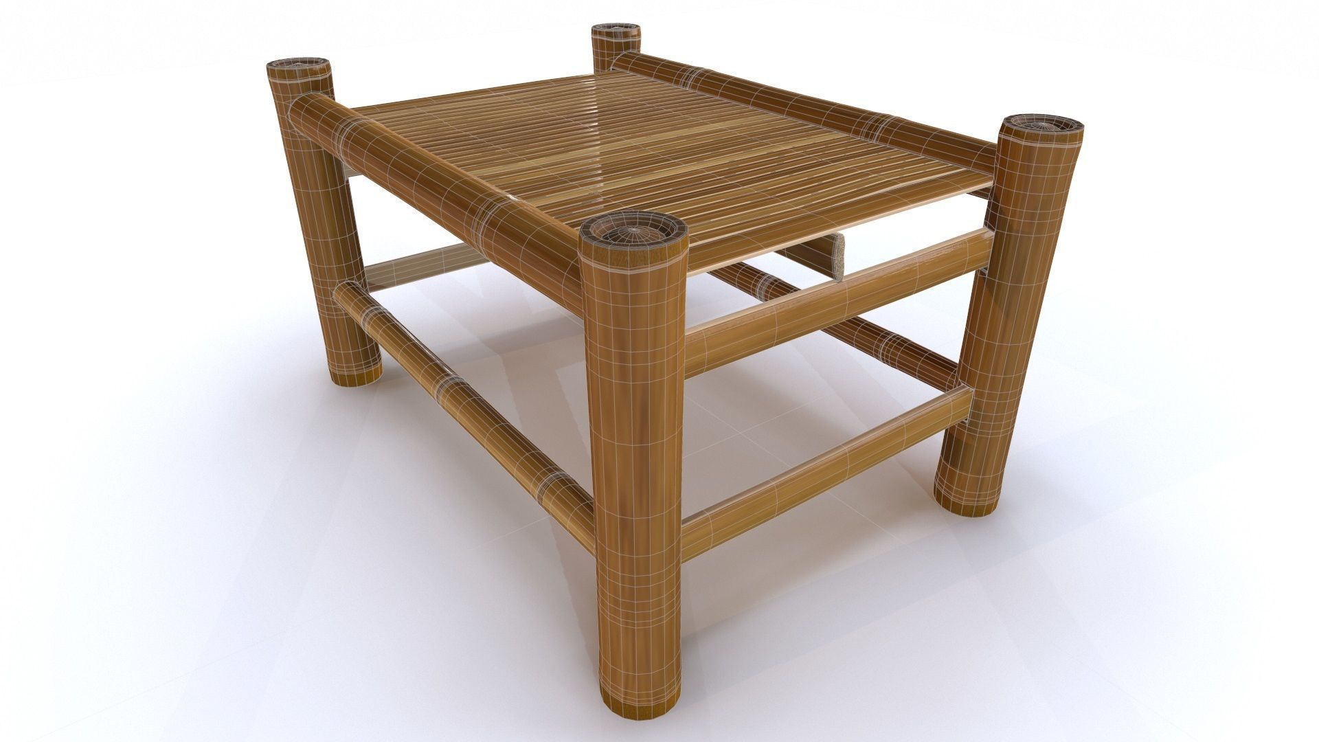 Bamboo Table Low-poly 3D model_6
