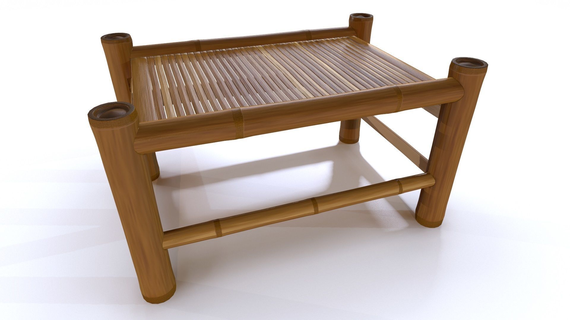 Bamboo Table Low-poly 3D model_5