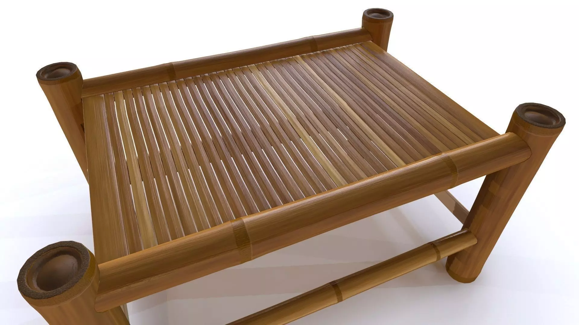 Bamboo Table Low-poly 3D model_0