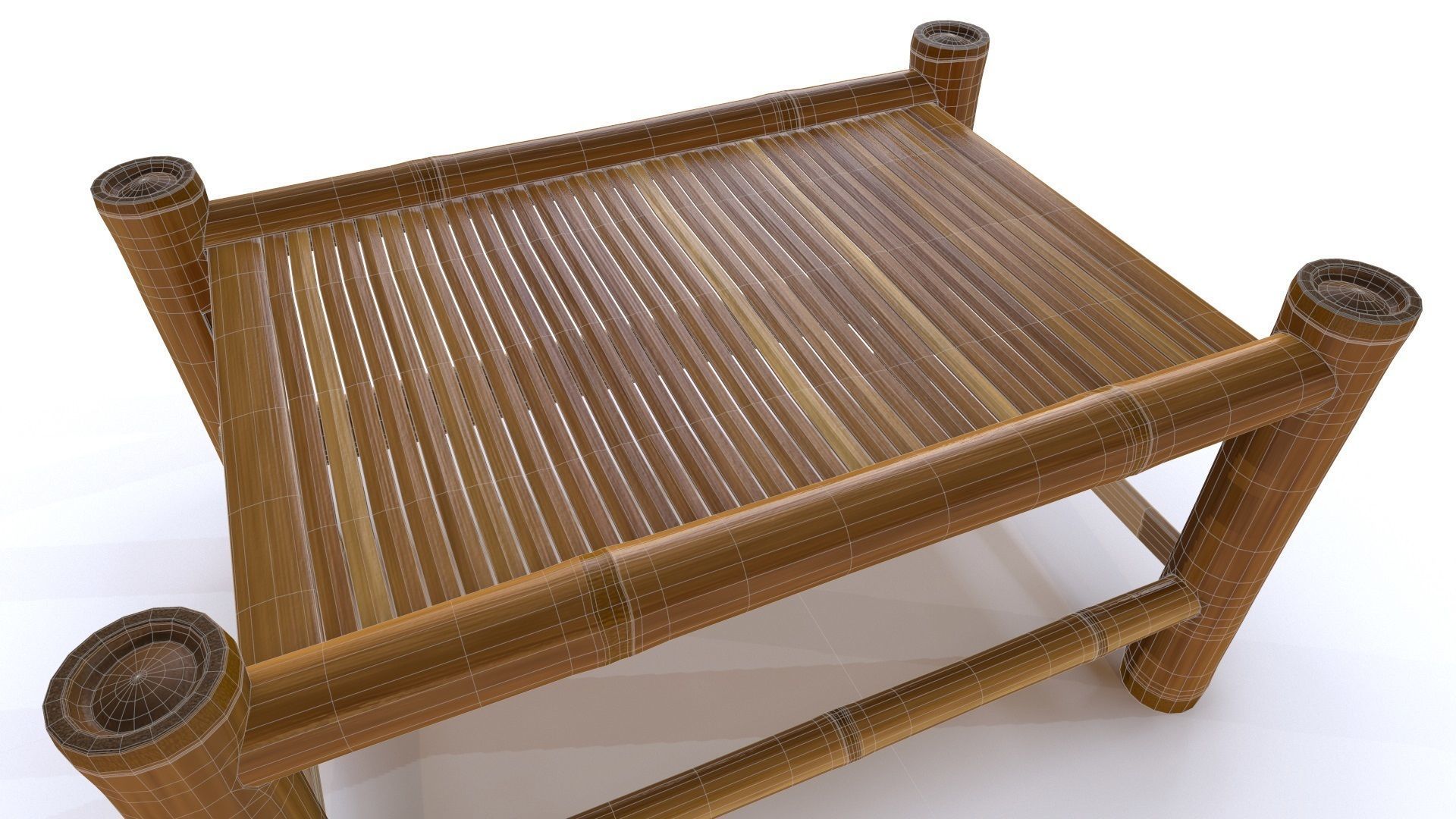 Bamboo Table Low-poly 3D model_2