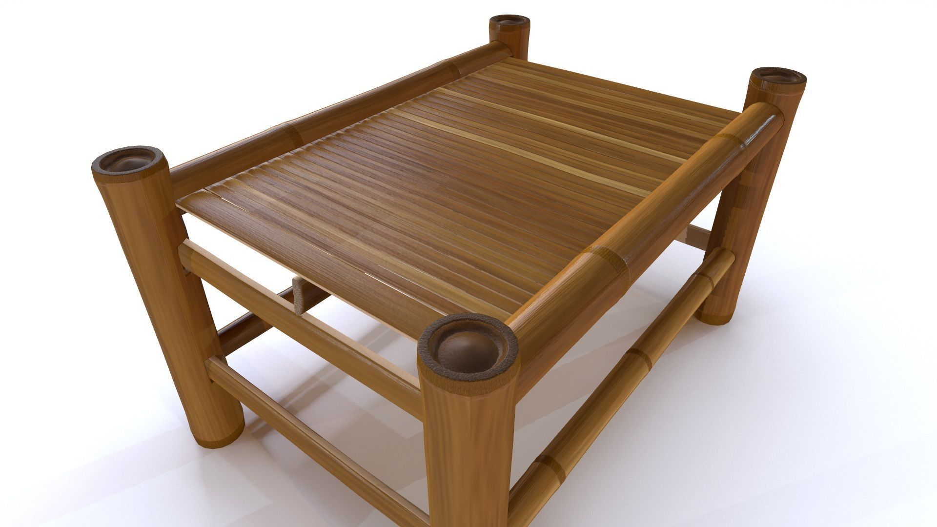 Bamboo Table Low-poly 3D model_3