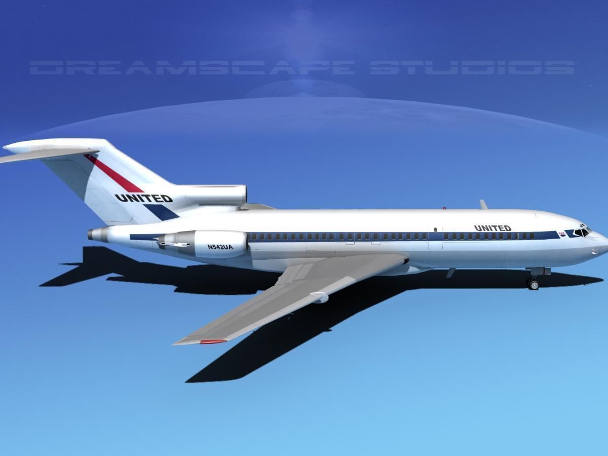 Boeing 727-100 United Airlines 1 3D model_4