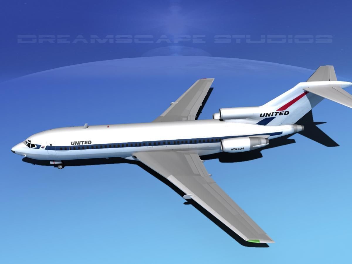 Boeing 727-100 United Airlines 1 3D model_9