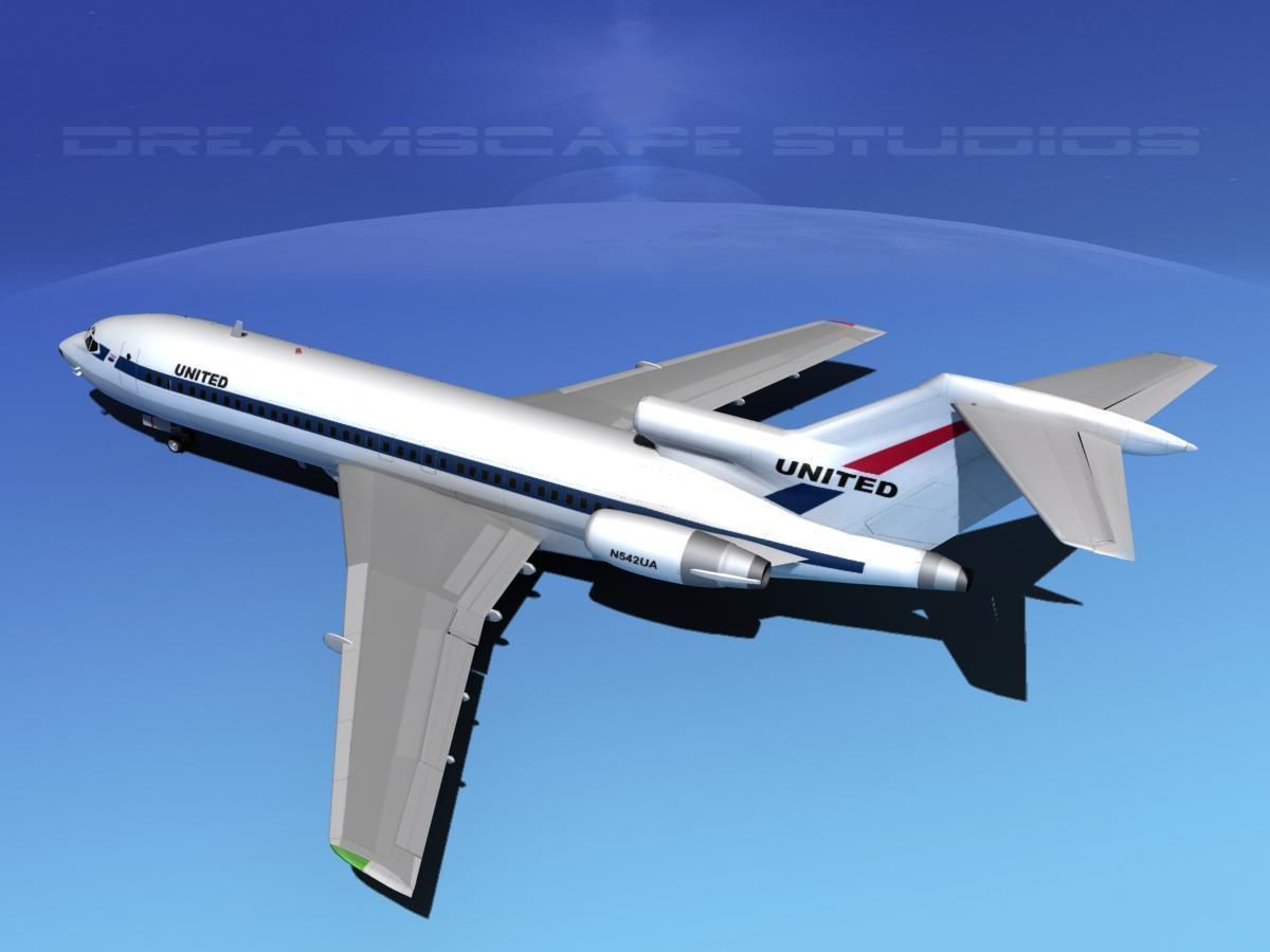 Boeing 727-100 United Airlines 1 3D model_8